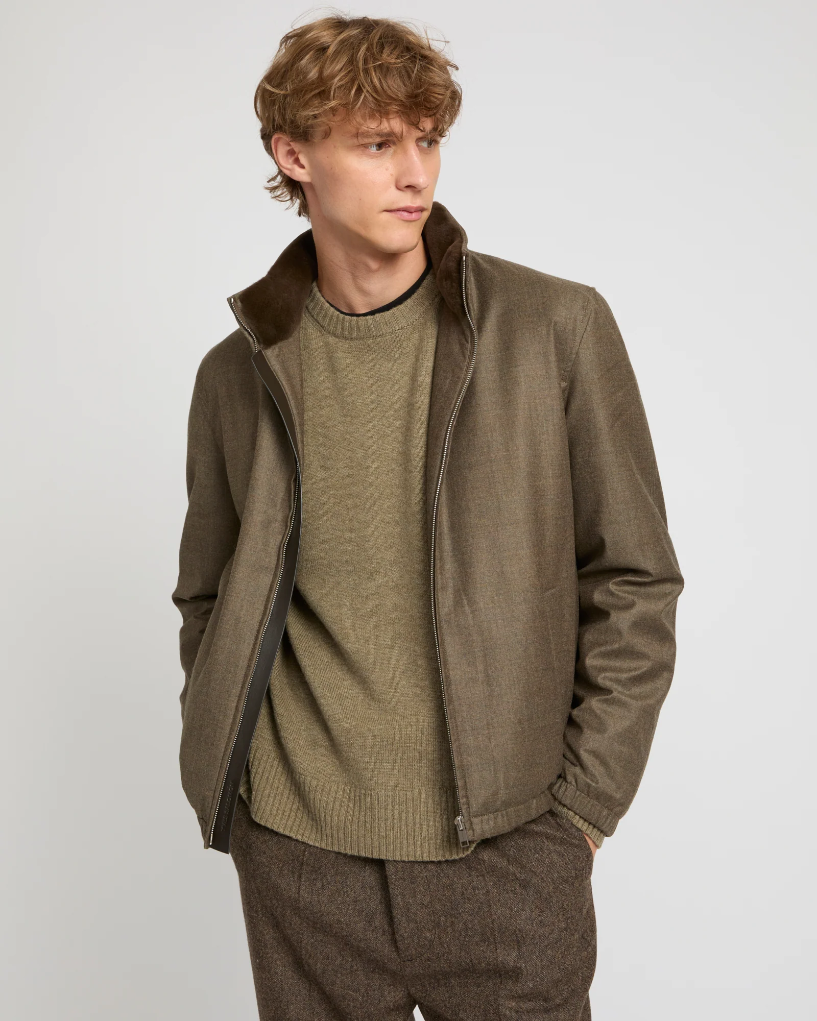 Veste en tissu Loro Piana avec col en vison