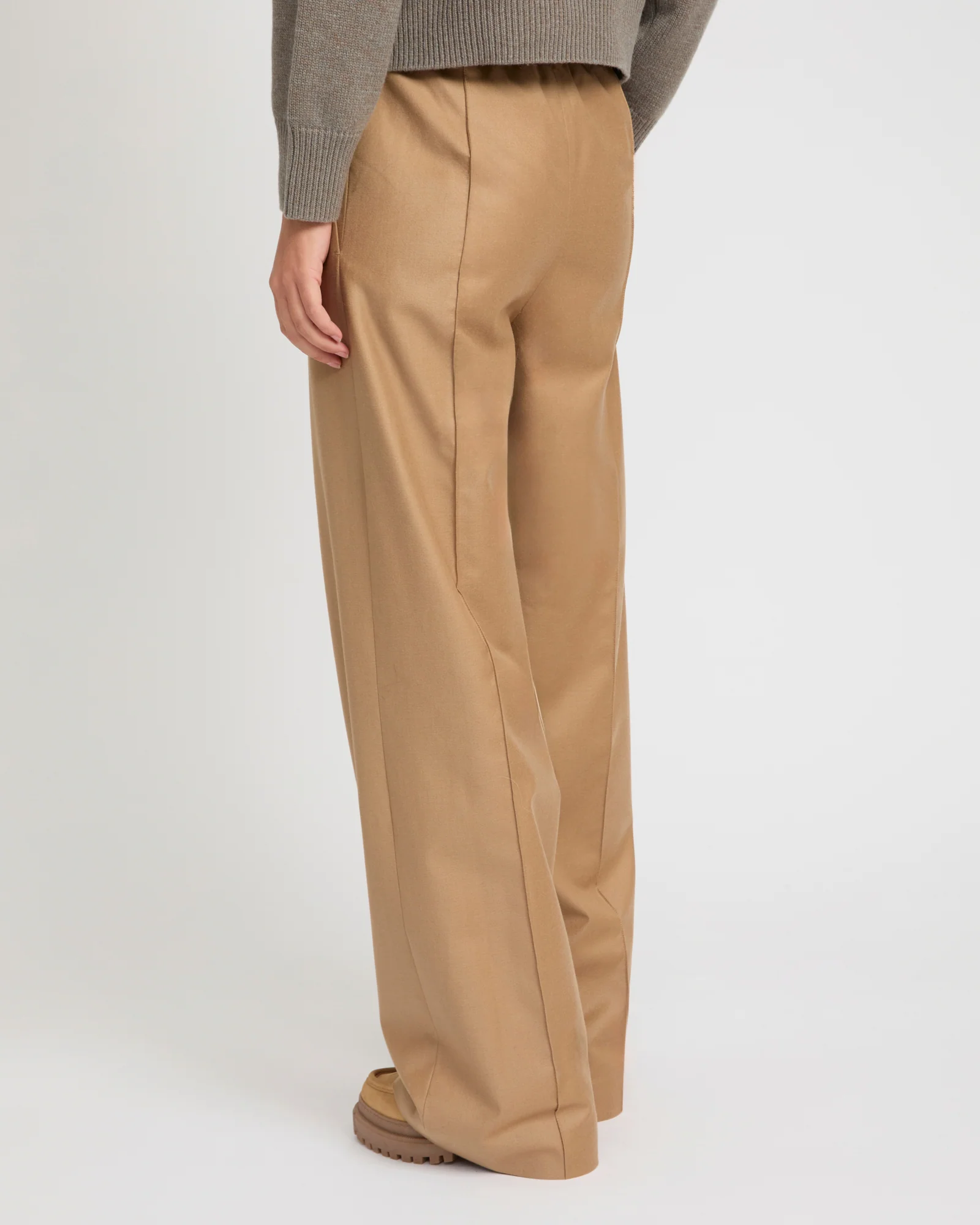 Pantalon ample à taille élastique en tissu flanelle - Image 3