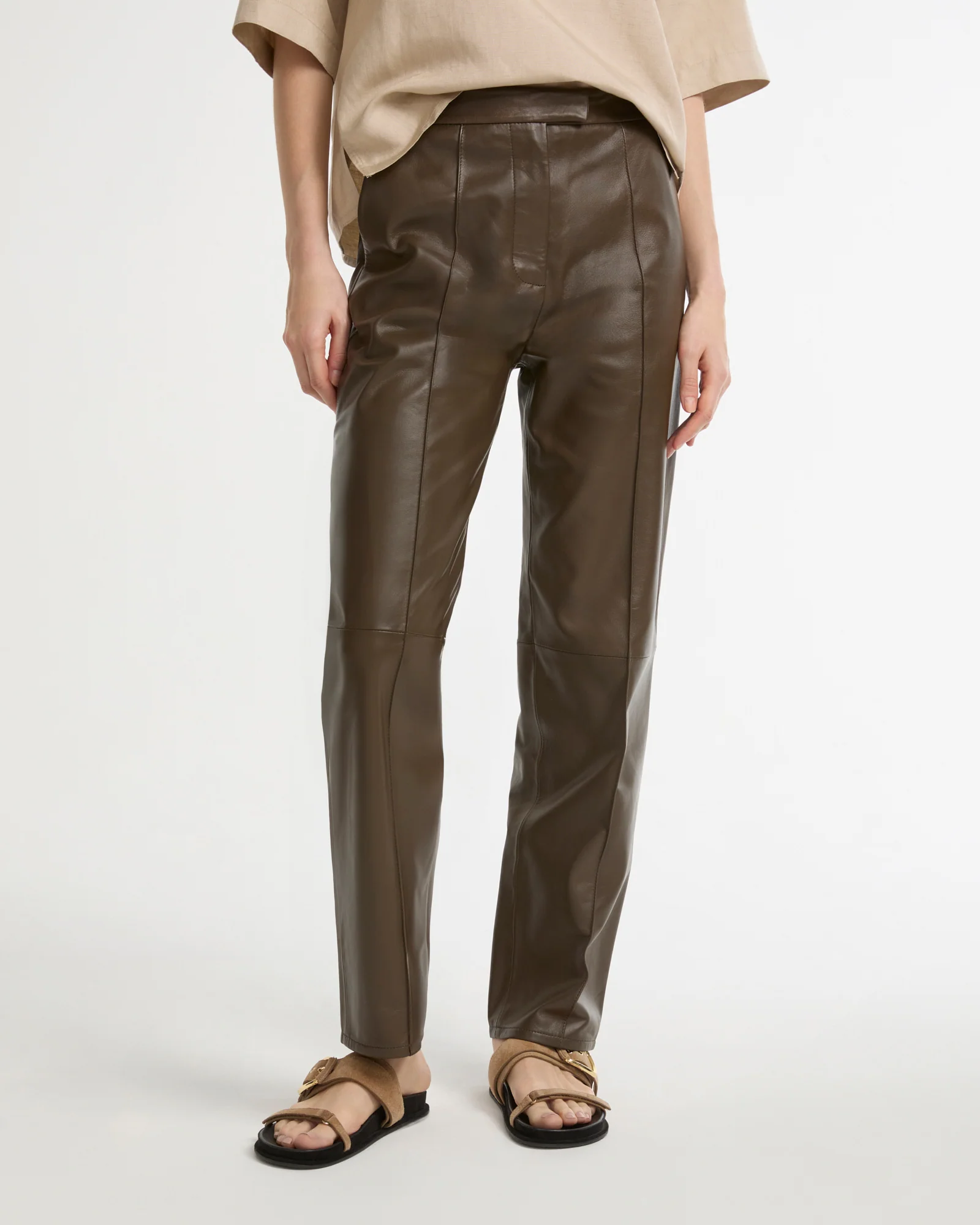 Pantalon tailleur en cuir d'agneau - Image 2