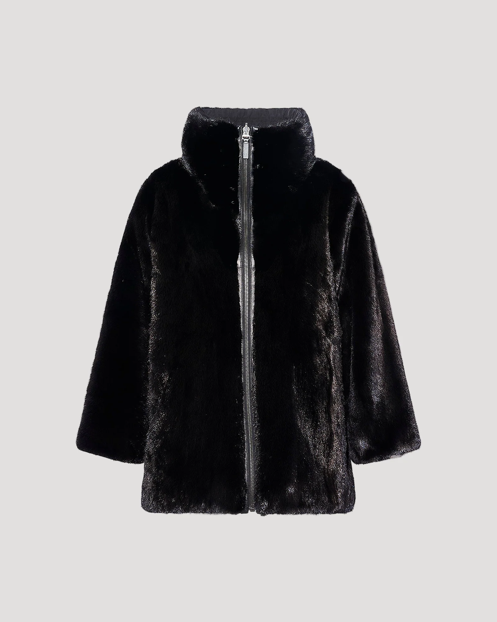 Parka à col montant en tissu technique réversible fourrure de vison - Image 8
