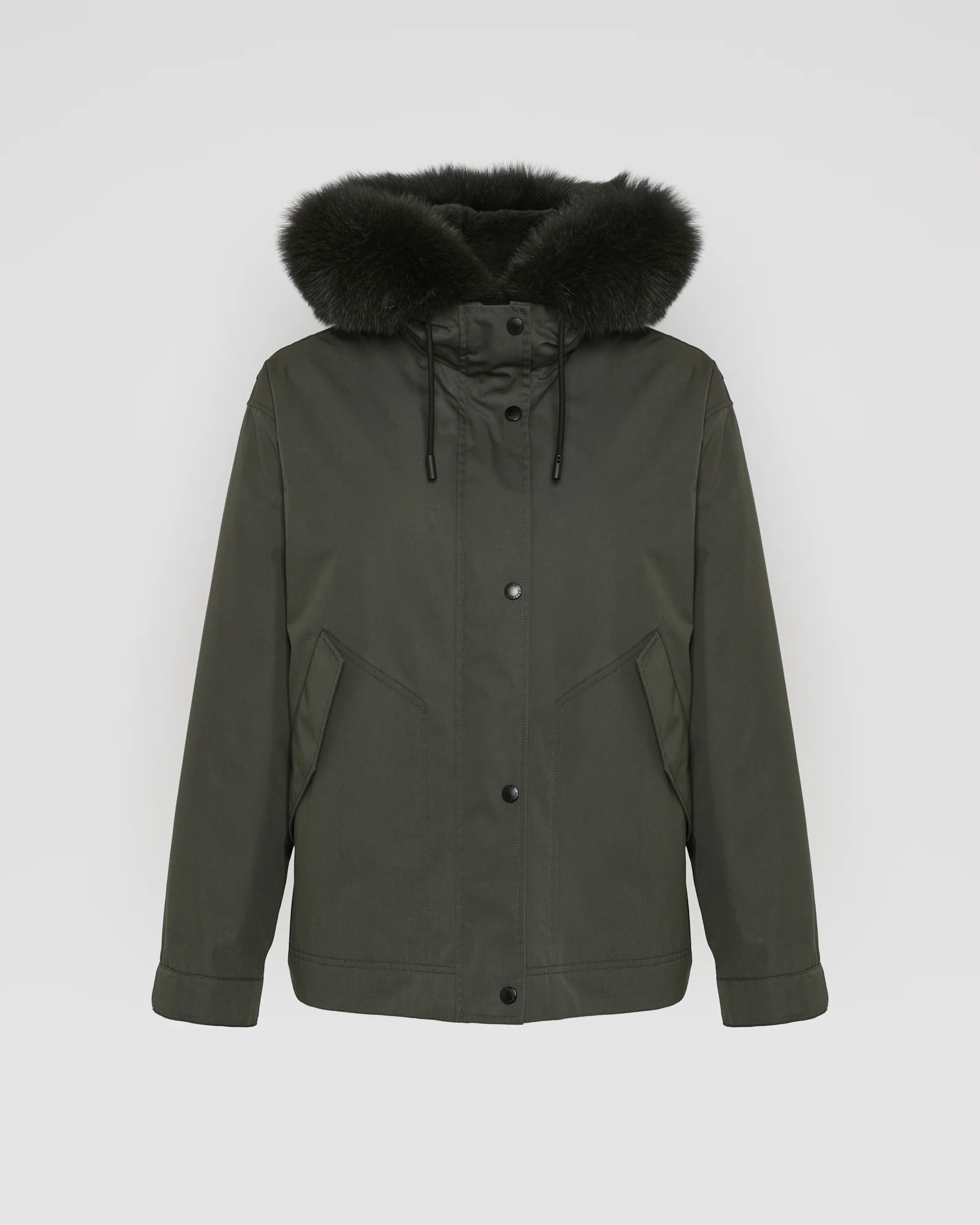 Parka courte en coton imperméable avec fourrure de renard et lapin - Image 5