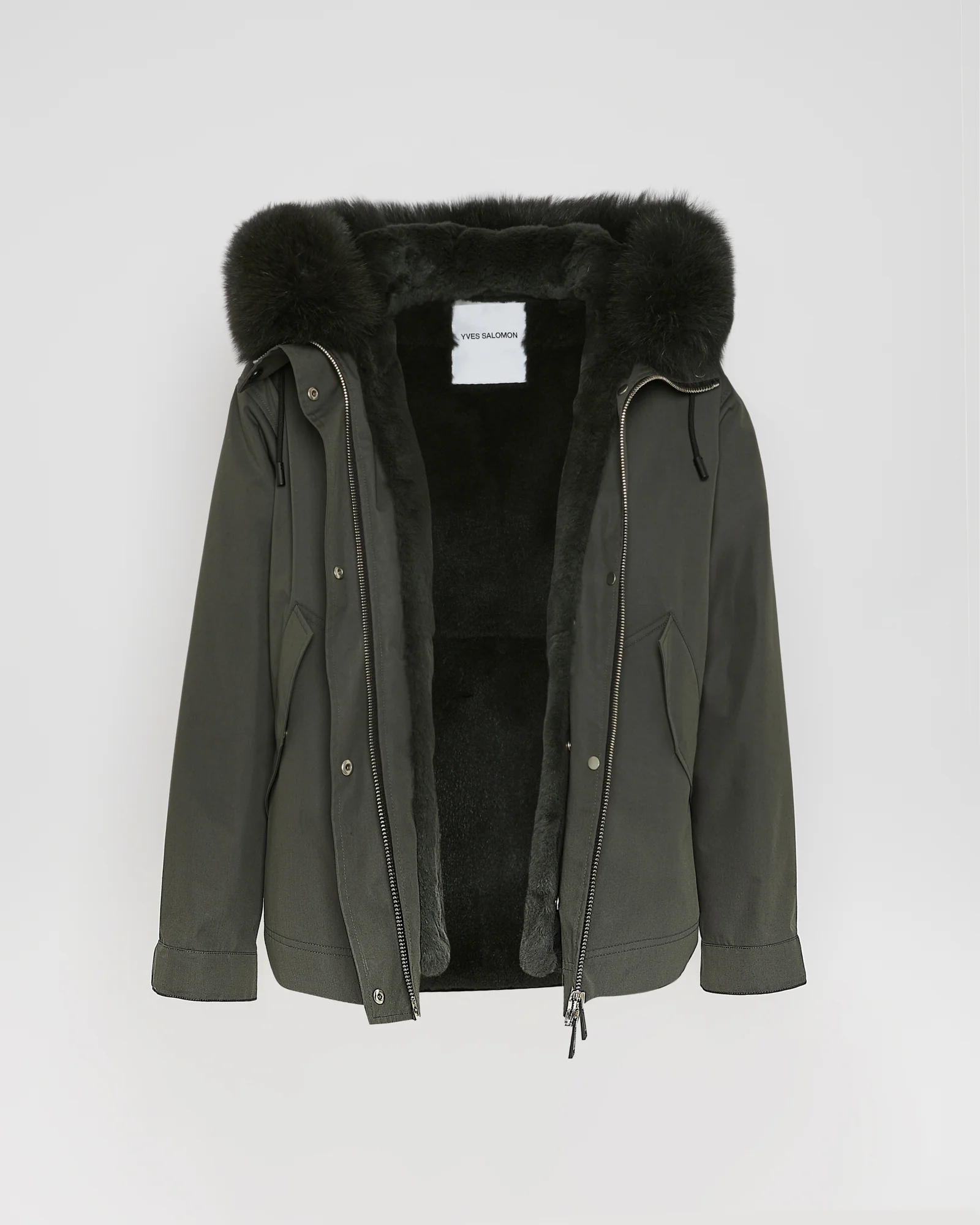 Parka courte en coton imperméable avec fourrure de renard et lapin - Image 7