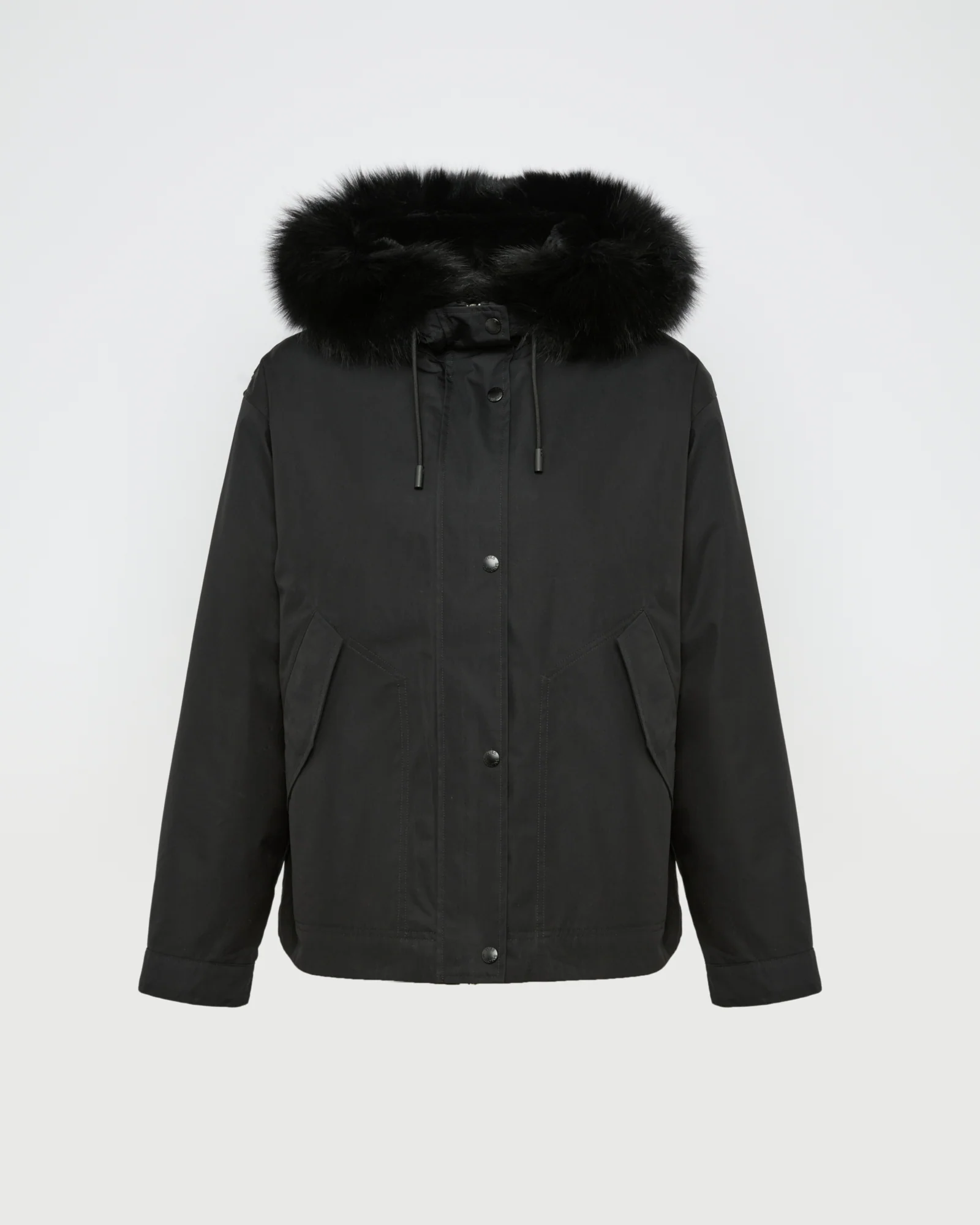Parka courte en coton imperméable avec fourrure de renard et lapin - Image 4