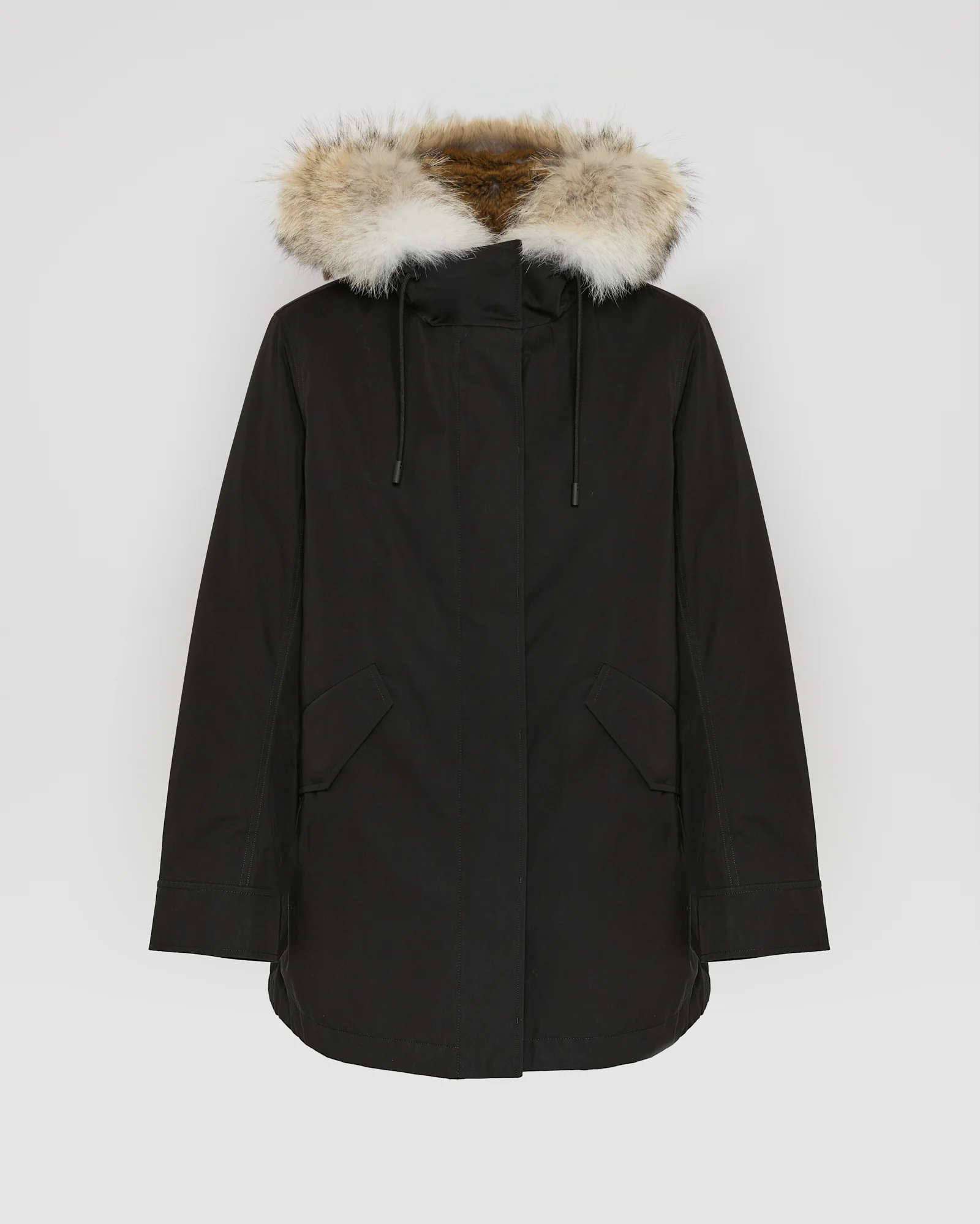 Parka courte tissu technique, fourrure de coyote et de lapin - Image 5
