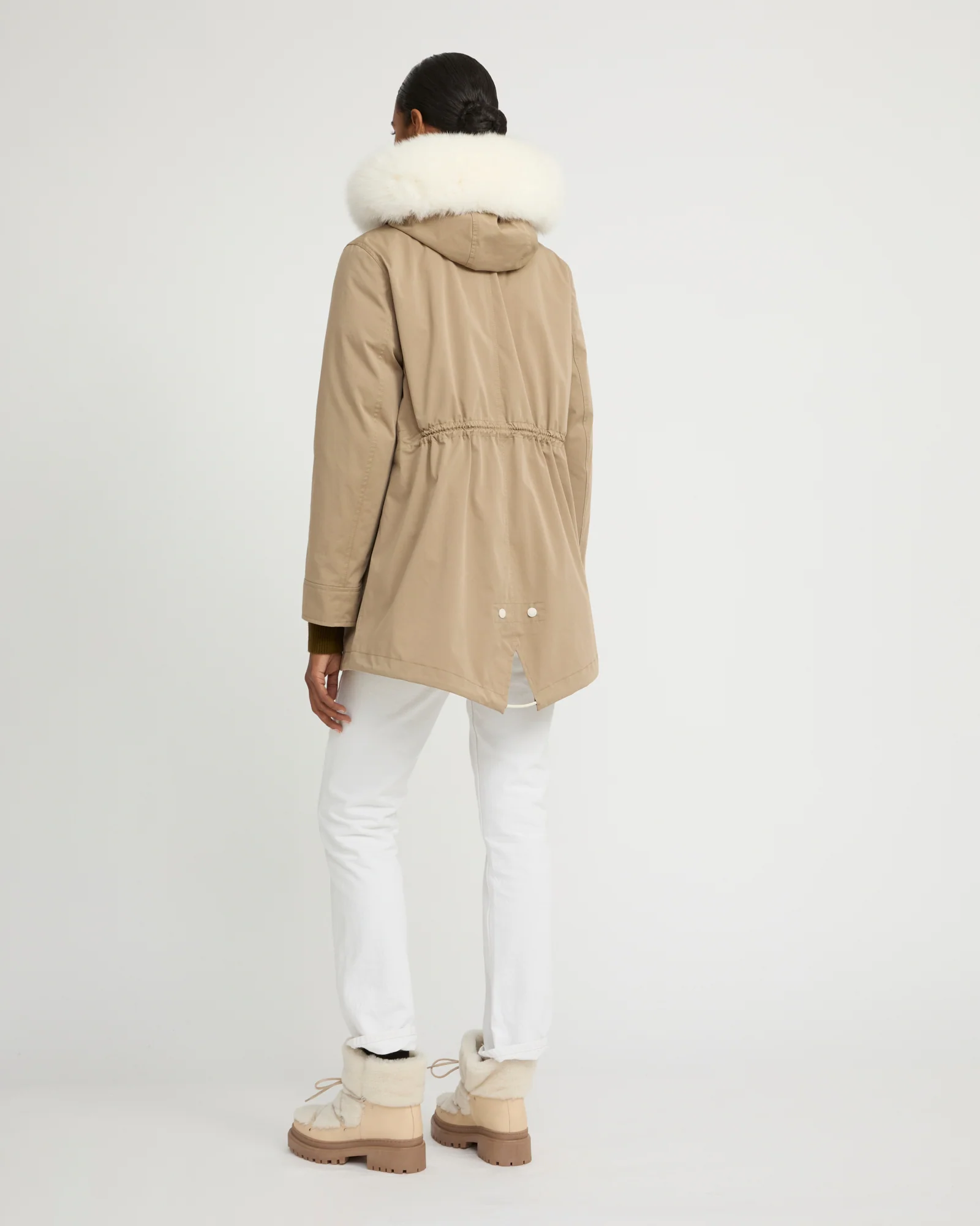 Parka Iconique courte en coton mélangé imperméable avec fourrure de renard et lapin - Image 5