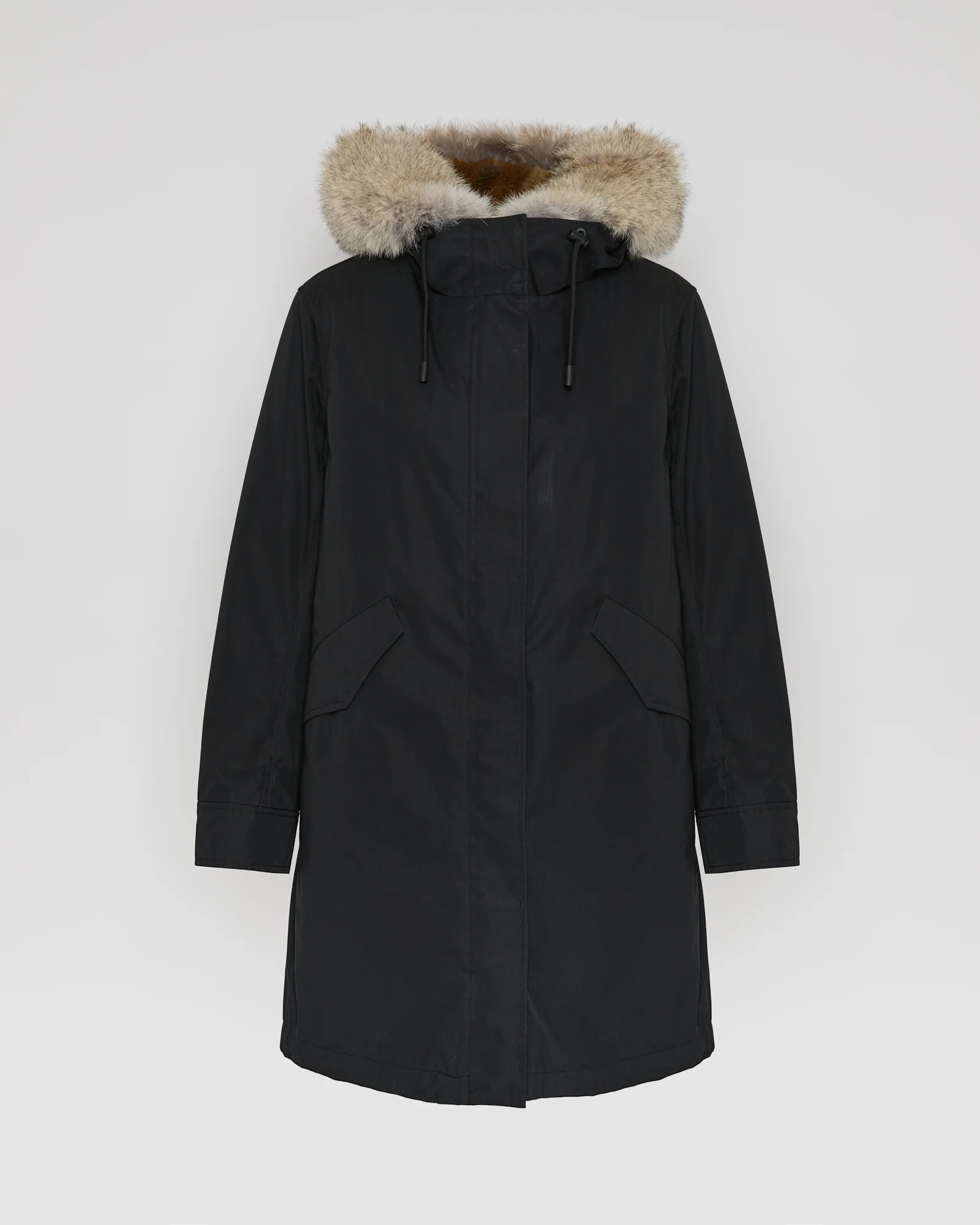 Parka regular en coton imperméable avec fourrure de coyote et lapin - Image 4