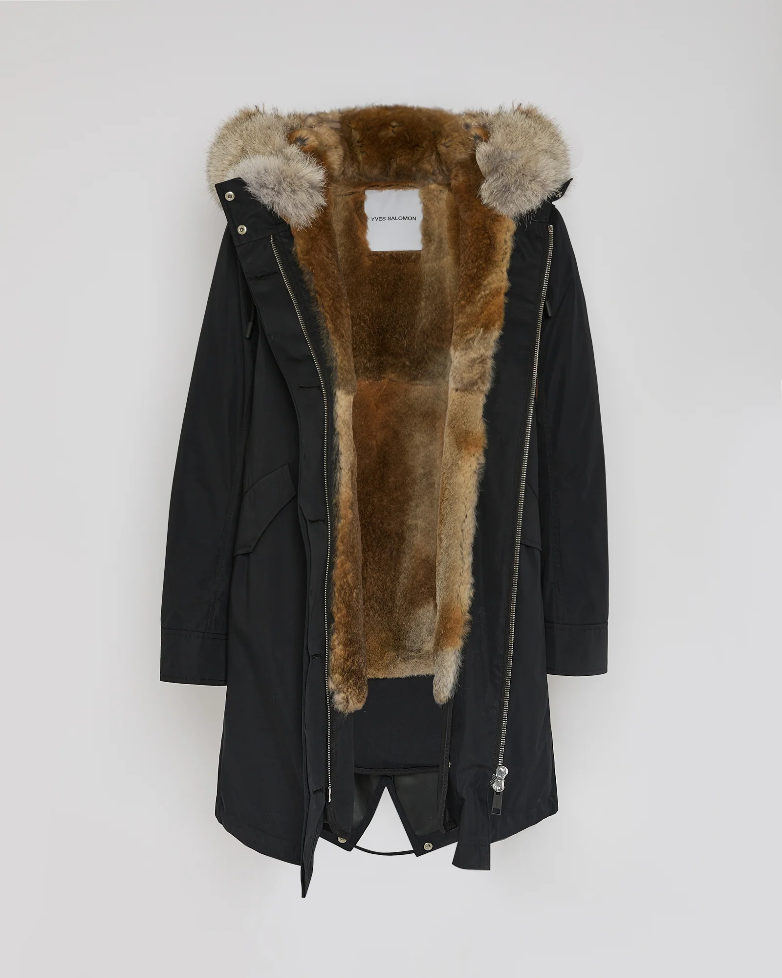 Parka regular en coton imperméable avec fourrure de coyote et lapin - Image 6