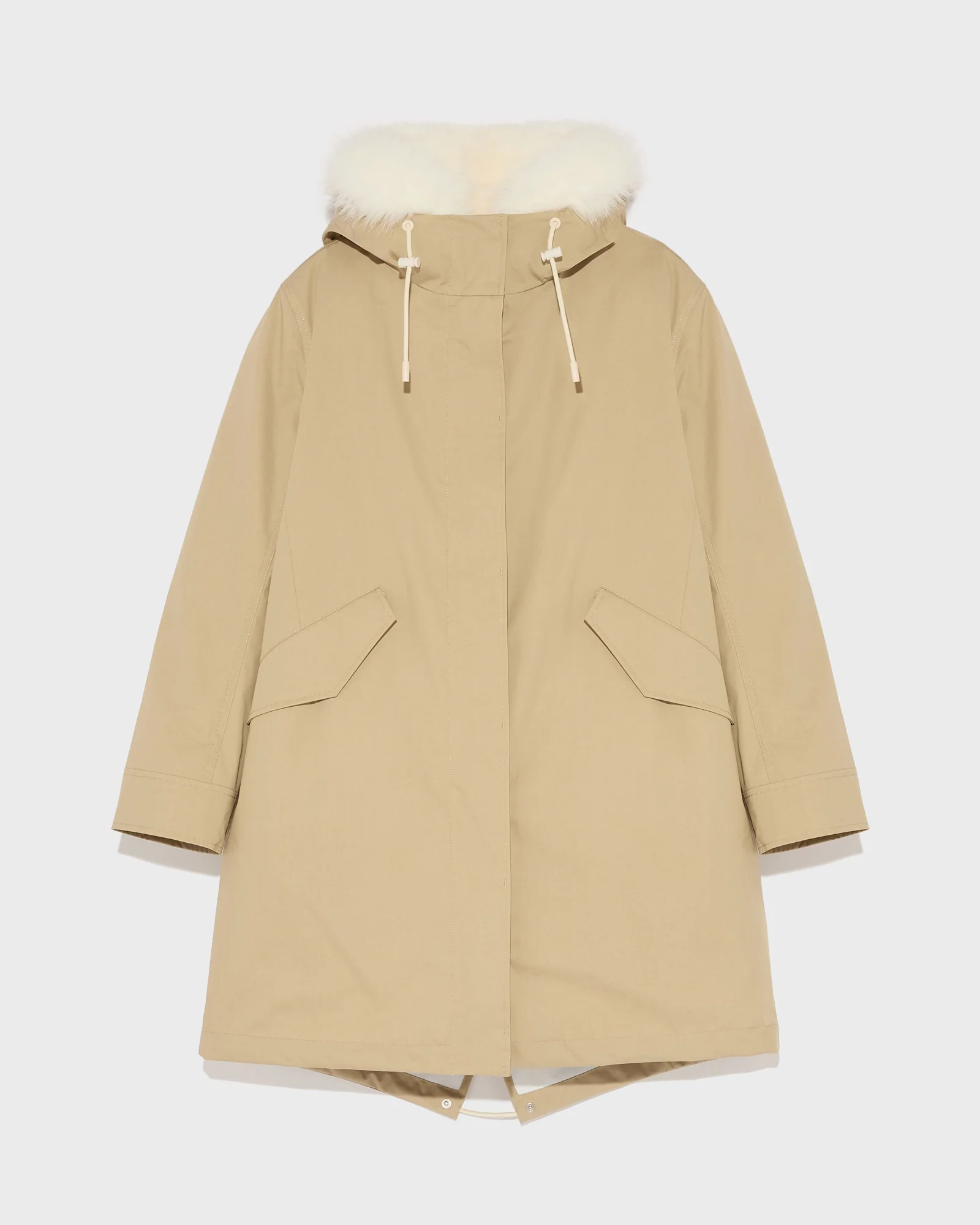 Parka iconique longue en coton mélangé imperméable avec fourrure de renard et lapin - Image 4