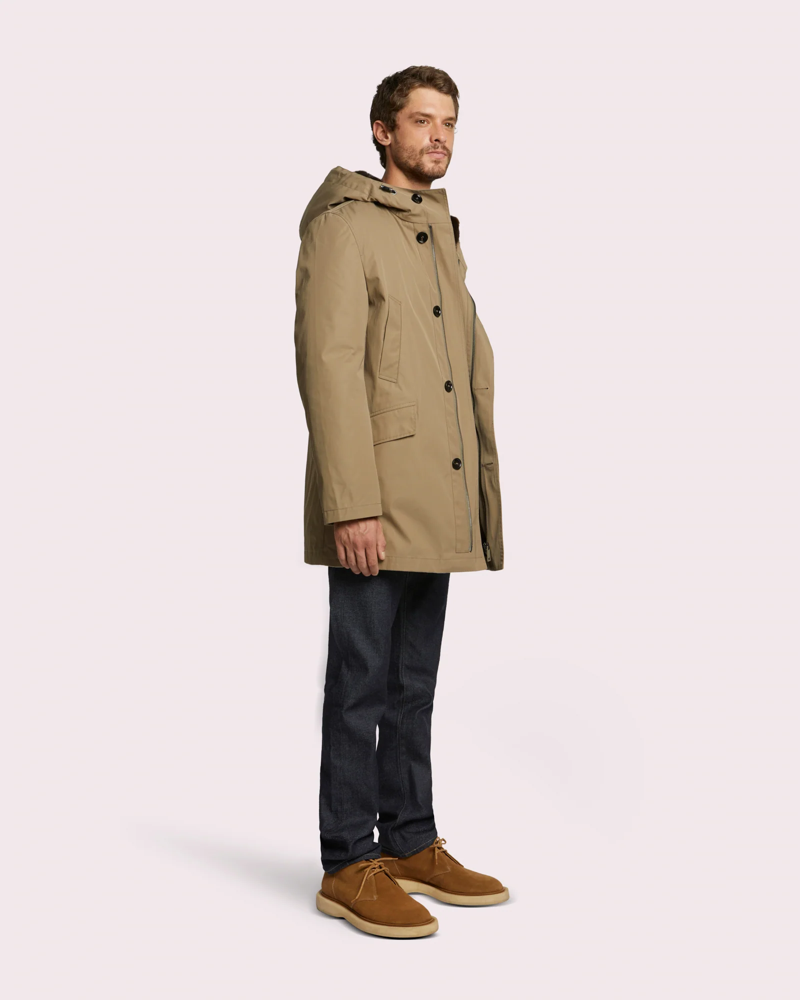 Parka regular en gabardine technique et fourrure de vison imperméable - Image 3