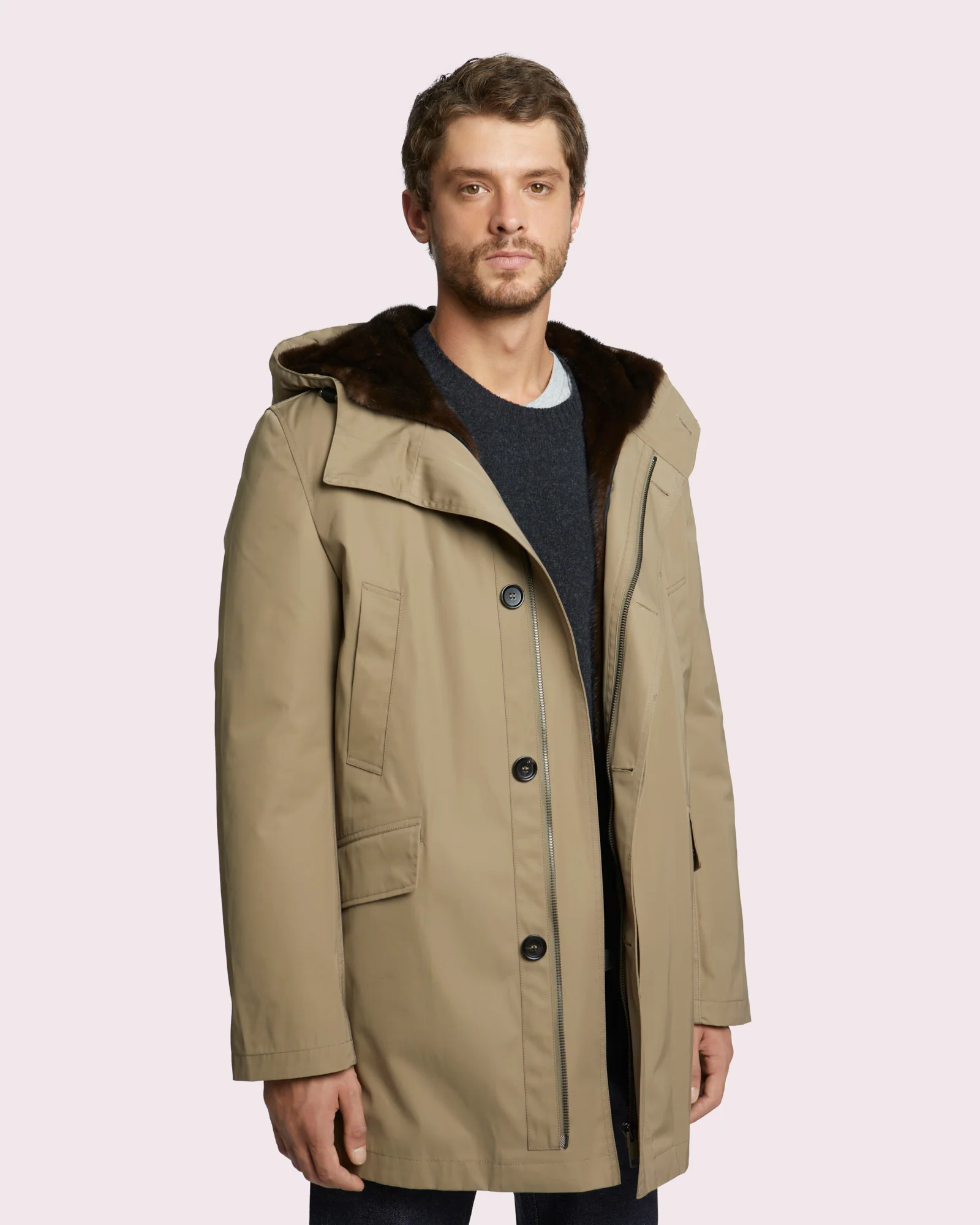 Parka regular en gabardine technique et fourrure de vison imperméable - Image 5