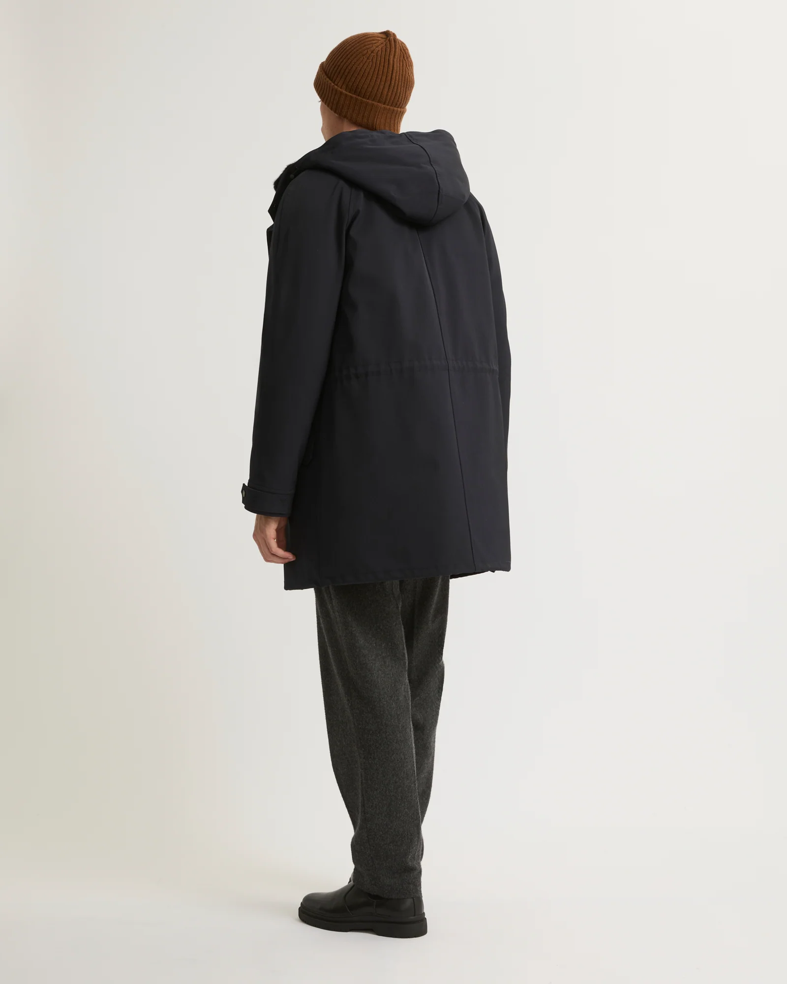 Parka regular en lainage technique imperméable et fourrure de vison - Image 4