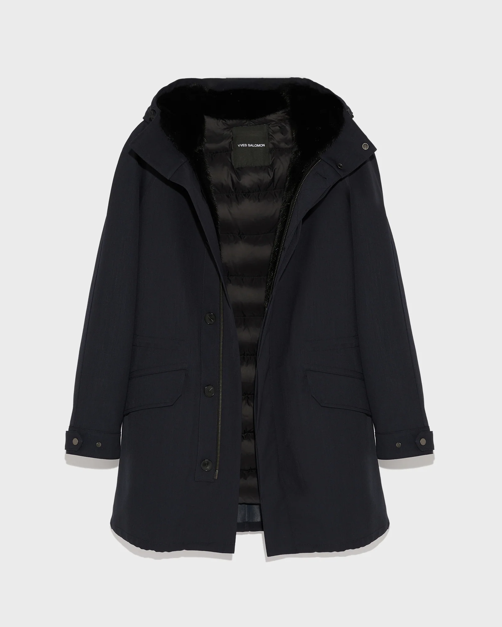 Parka regular en lainage technique imperméable et fourrure de vison - Image 7