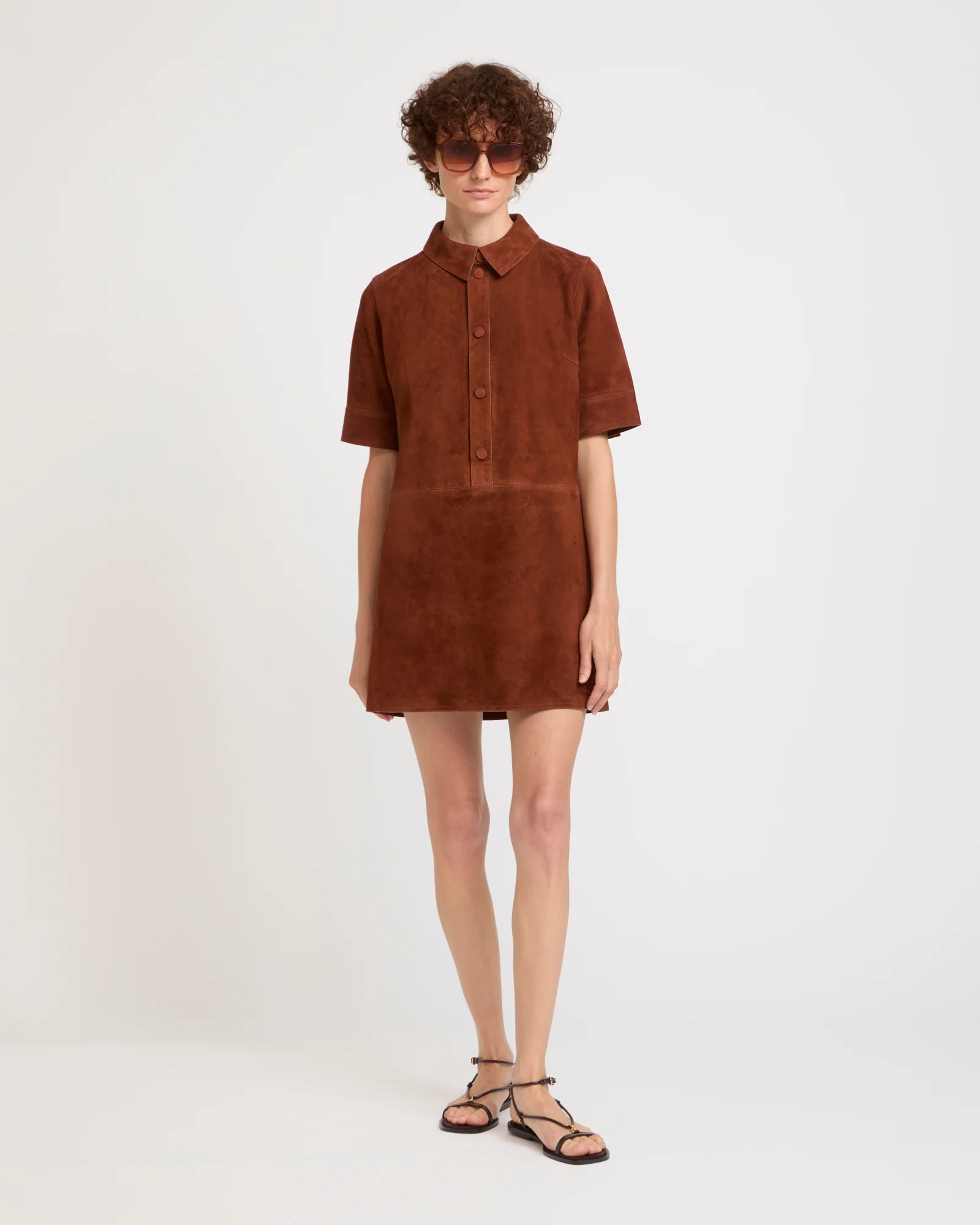 Robe courte en cuir d'agneau double face - Image 3