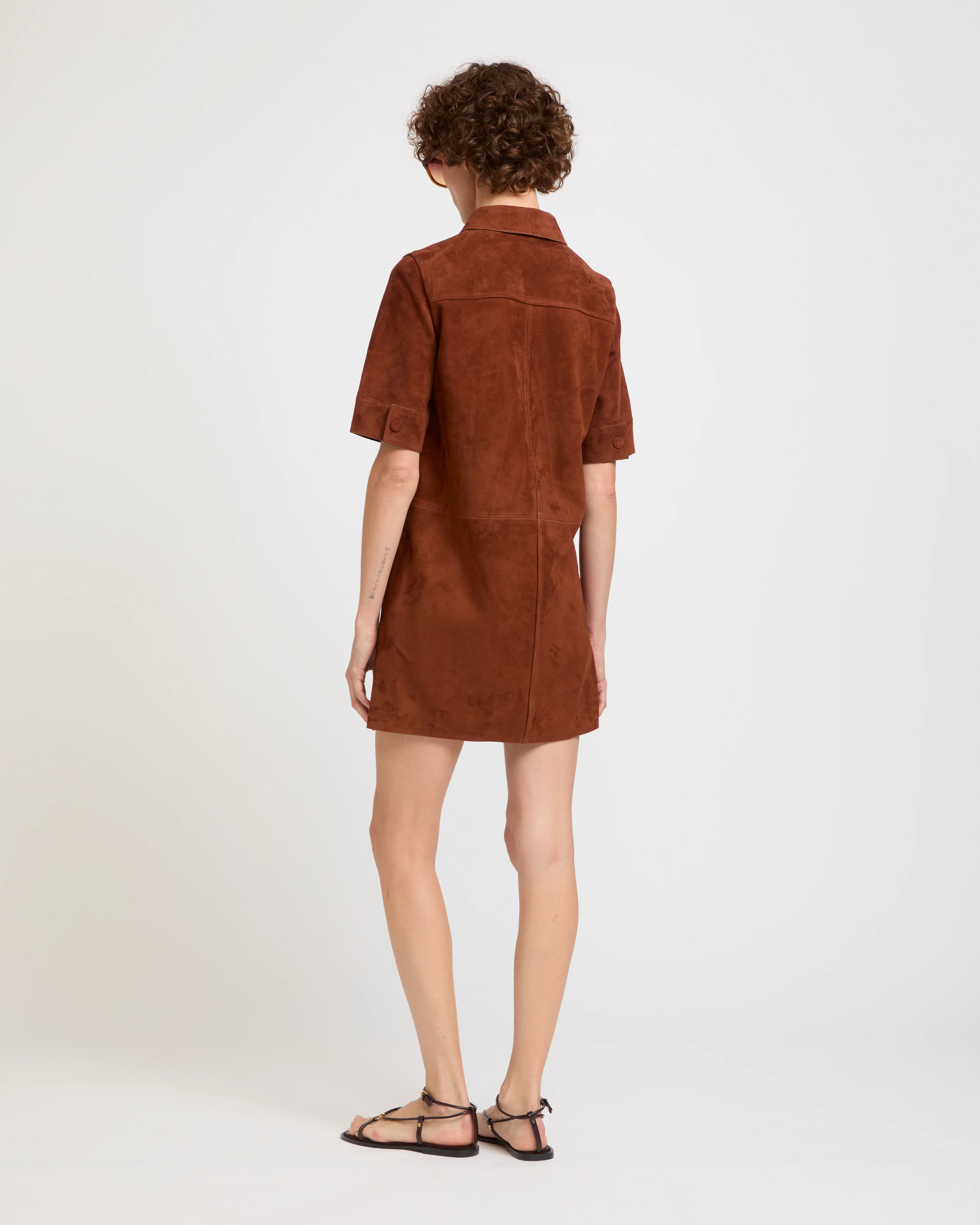 Robe courte en cuir d'agneau double face - Image 4