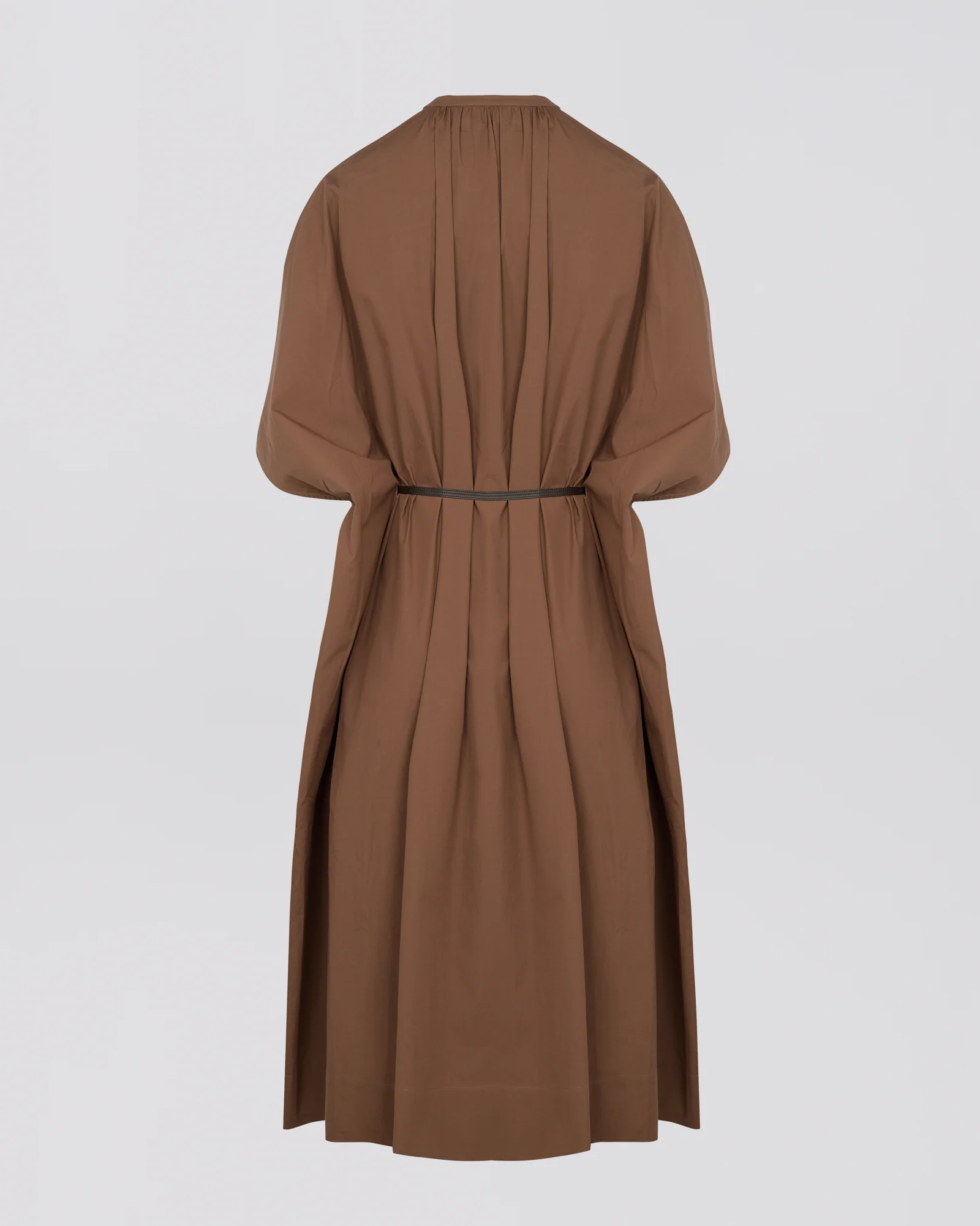 Robe kaftan en popeline de coton avec inserts de cuir - Image 6