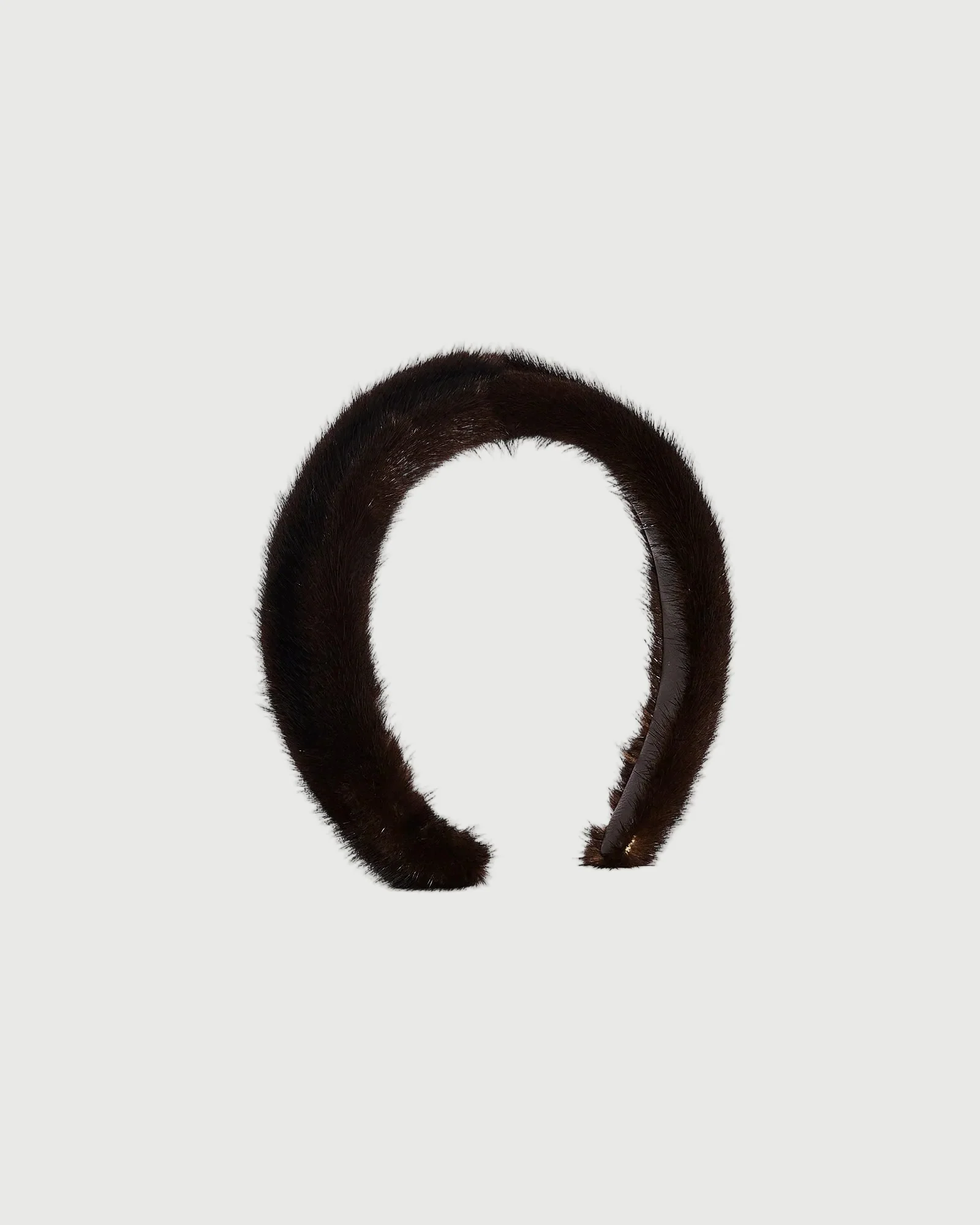 Serre-tête en fourrure de vison et cuir