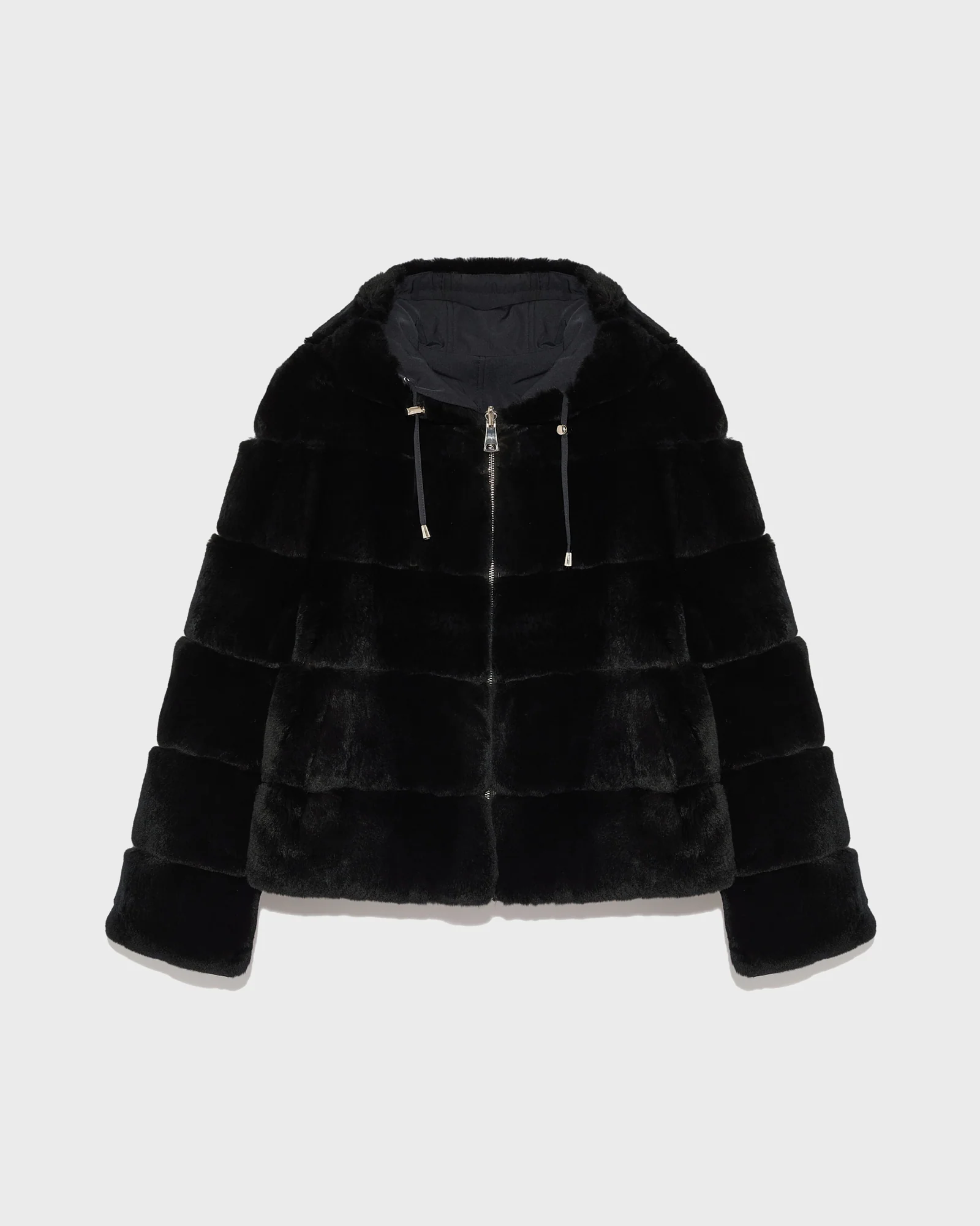Parka courte réversible en tissu technique et lapin rex - Image 5