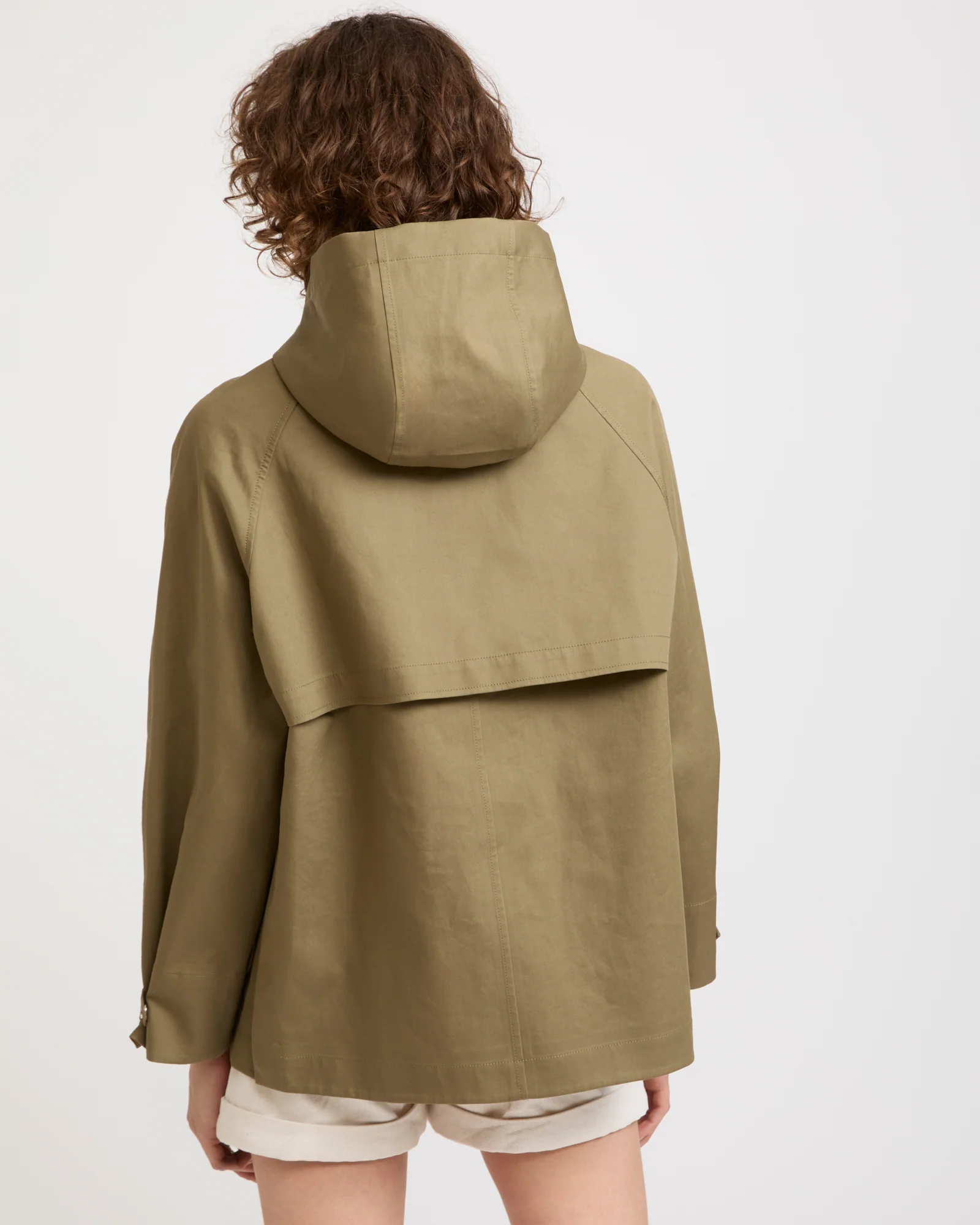Parka courte à capuche en coton double face bicolore - Image 3