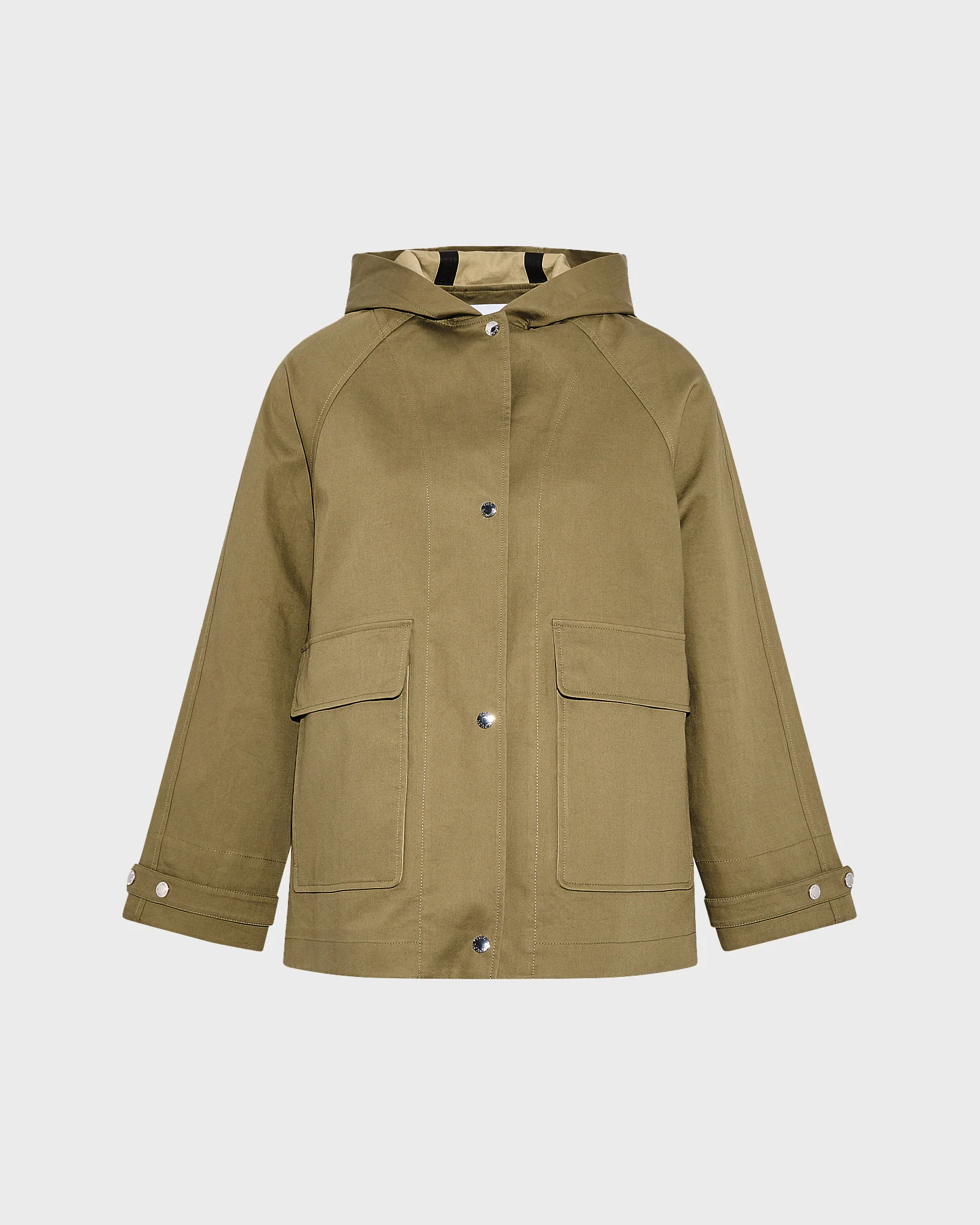 Parka courte à capuche en coton double face bicolore - Image 4