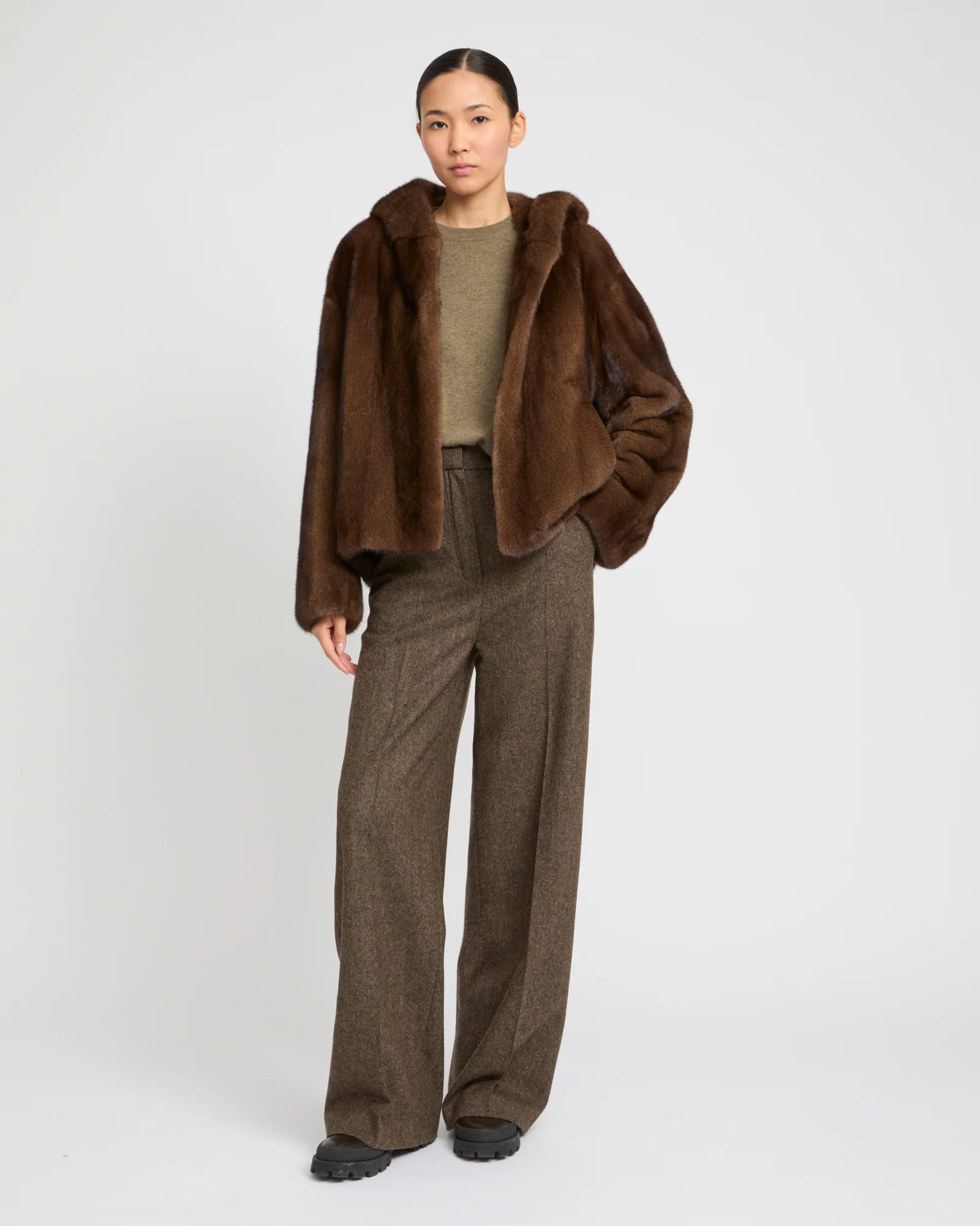 Veste à capuche en fourrure de vison à poils longs - Image 2