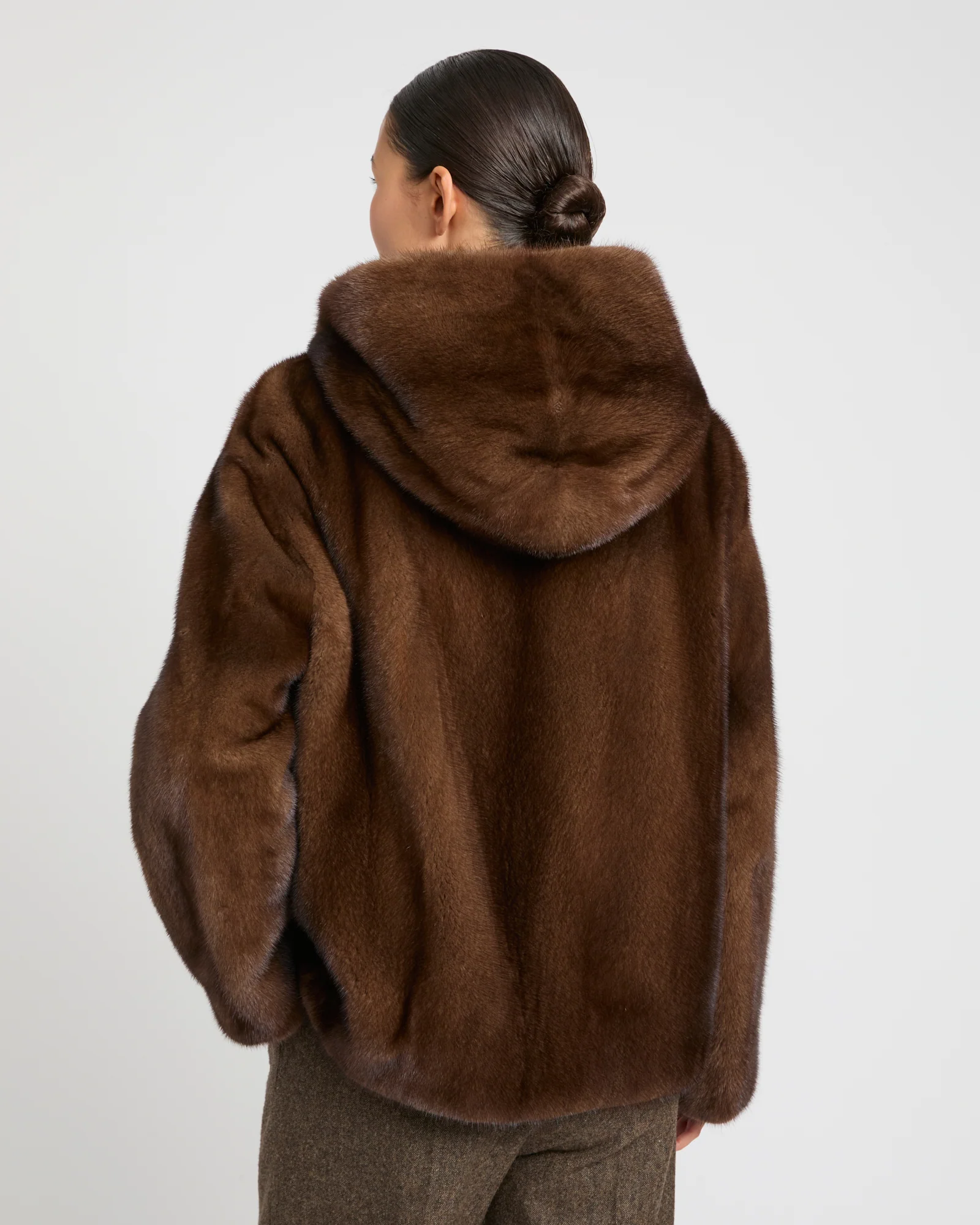 Veste à capuche en fourrure de vison à poils longs - Image 5
