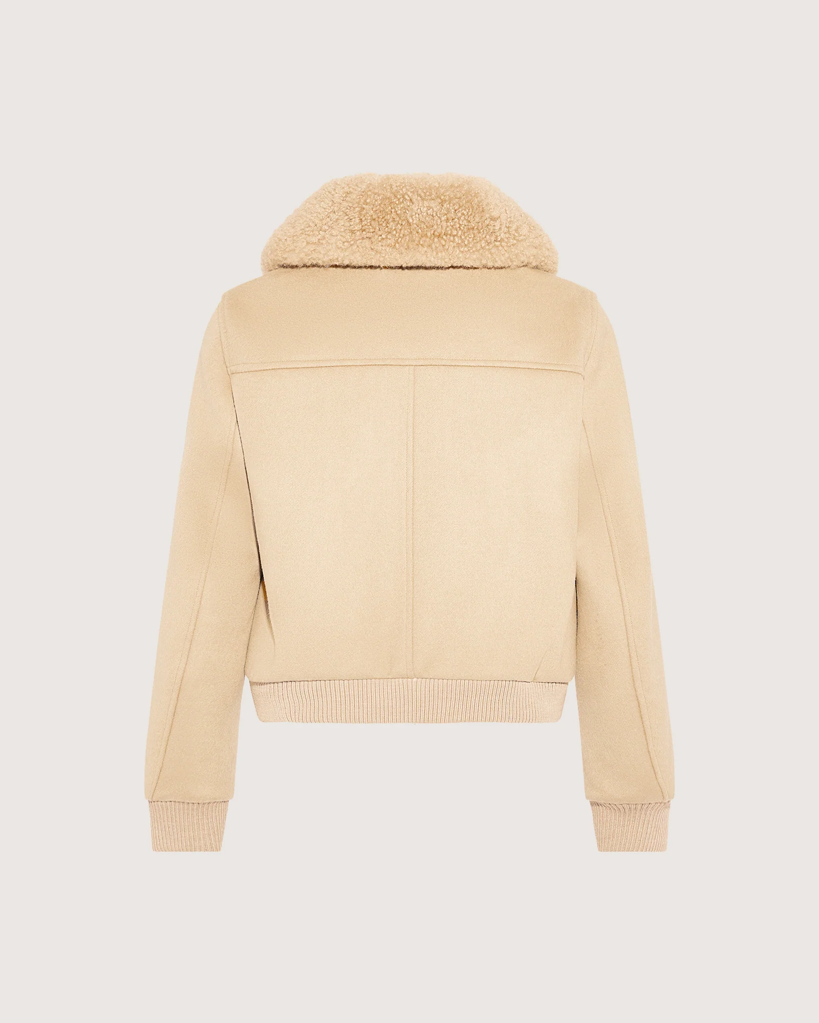 Veste bomber en lainage cachemire avec col amovible en agneau long poil - Image 6