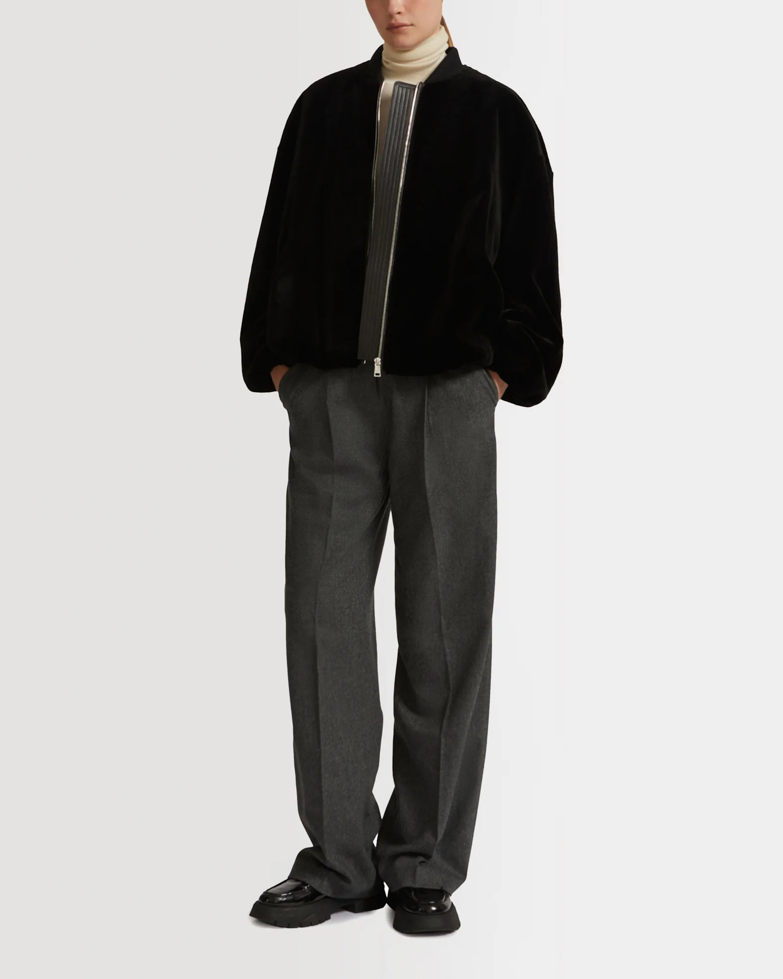Veste bombers en fourrure de vison rasé