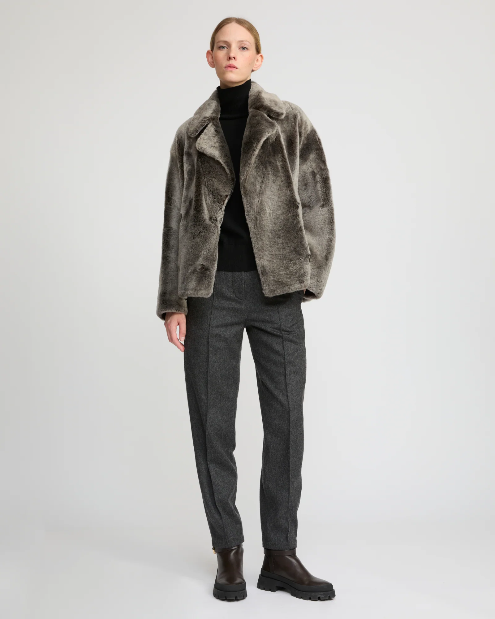 Veste caban en peau lainée - Image 3
