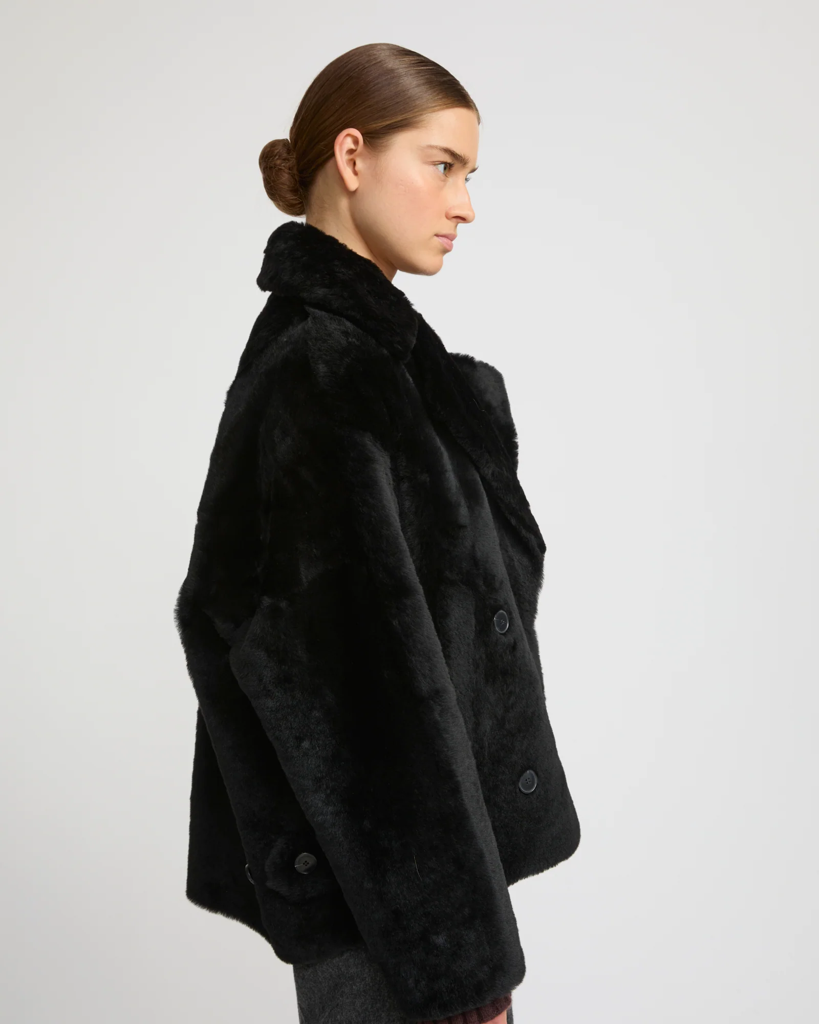 Veste caban en peau lainée - Image 3