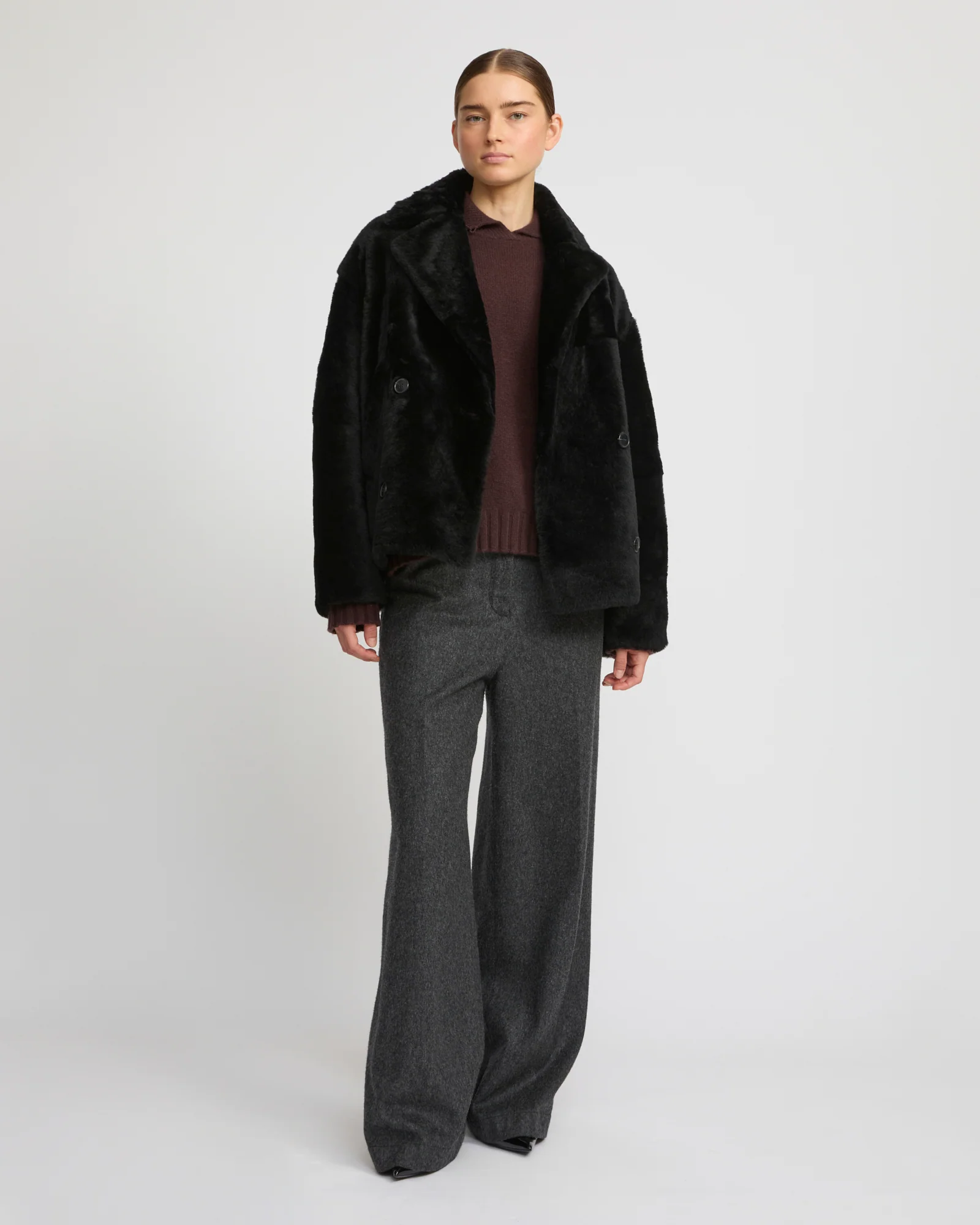 Veste caban en peau lainée - Image 4