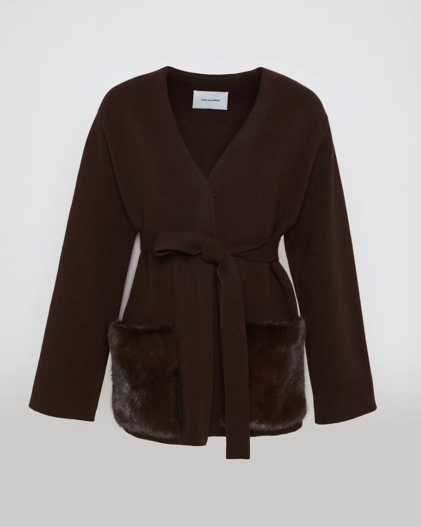 Veste ceinturée en maille et fourrure de vison - Image 3