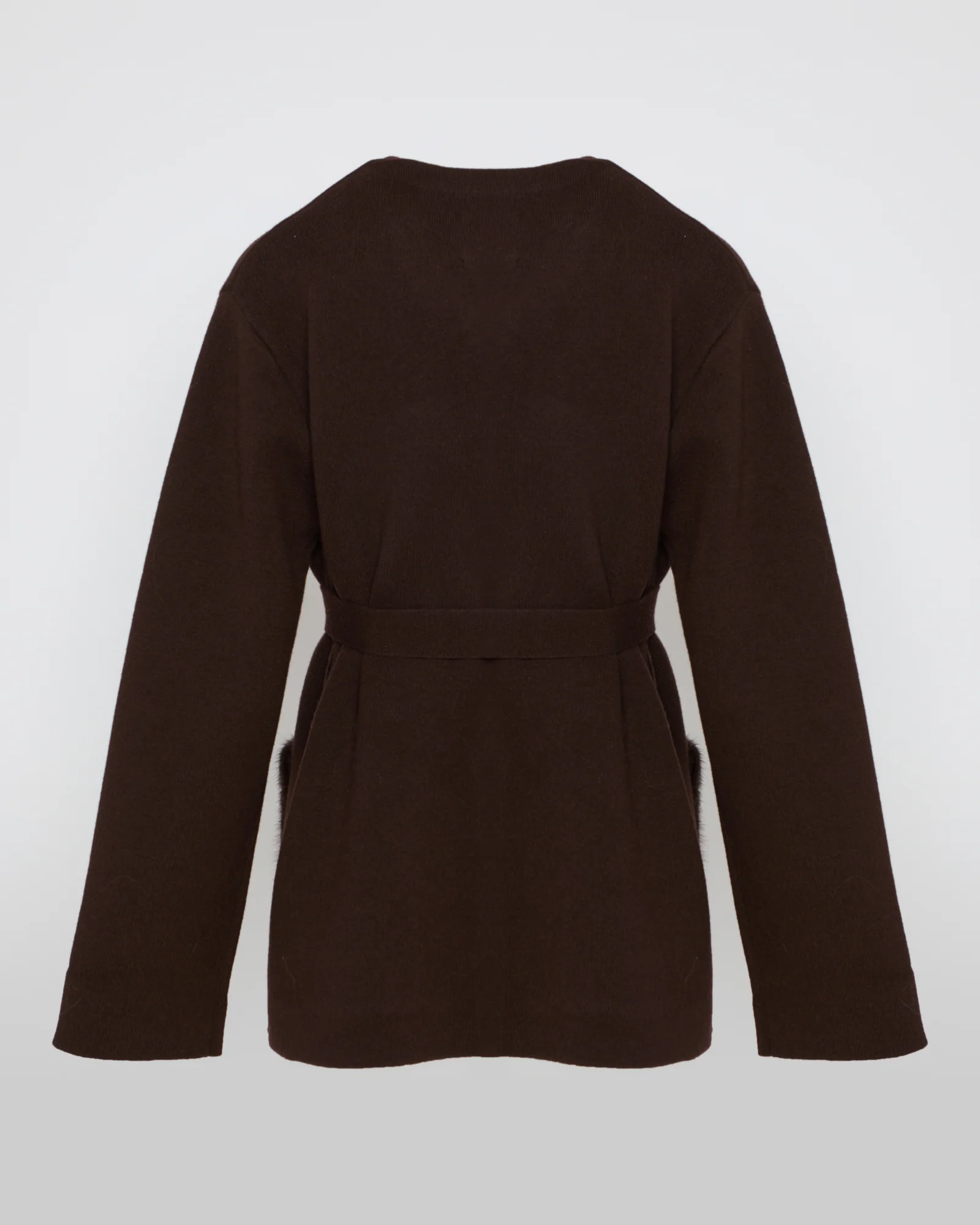 Veste ceinturée en maille et fourrure de vison - Image 4