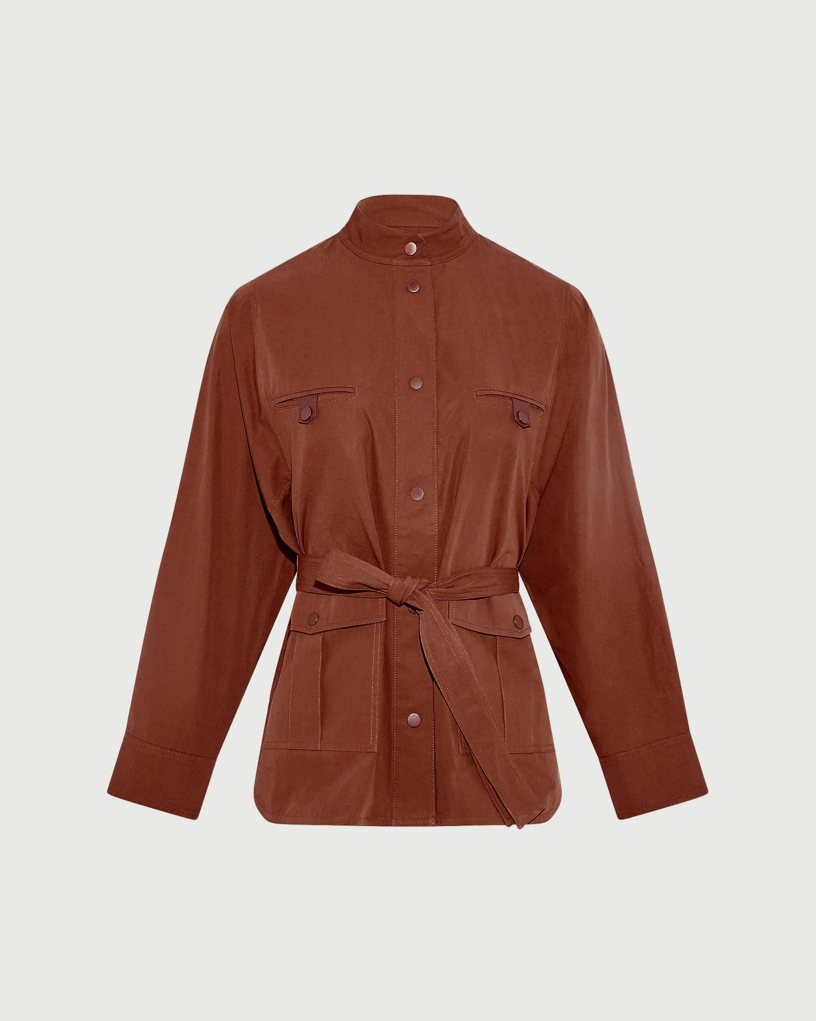 Veste saharienne ceinturée en tissu coton - Image 5