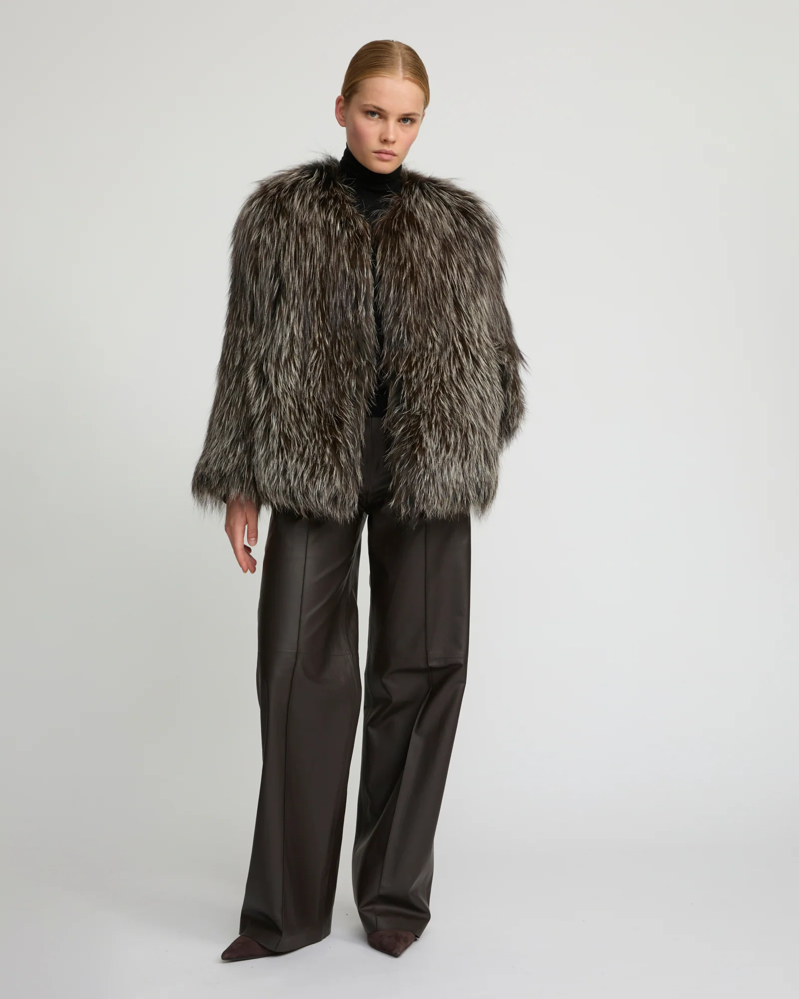 Veste courte en fourrure de renard tricoté - Image 3