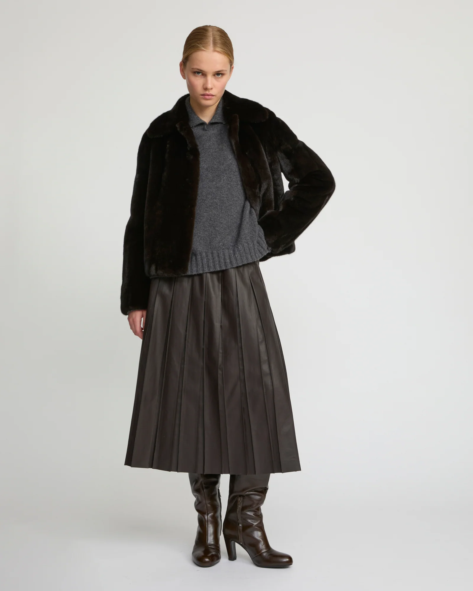 Veste courte en fourrure de vison à poils longs - Image 2