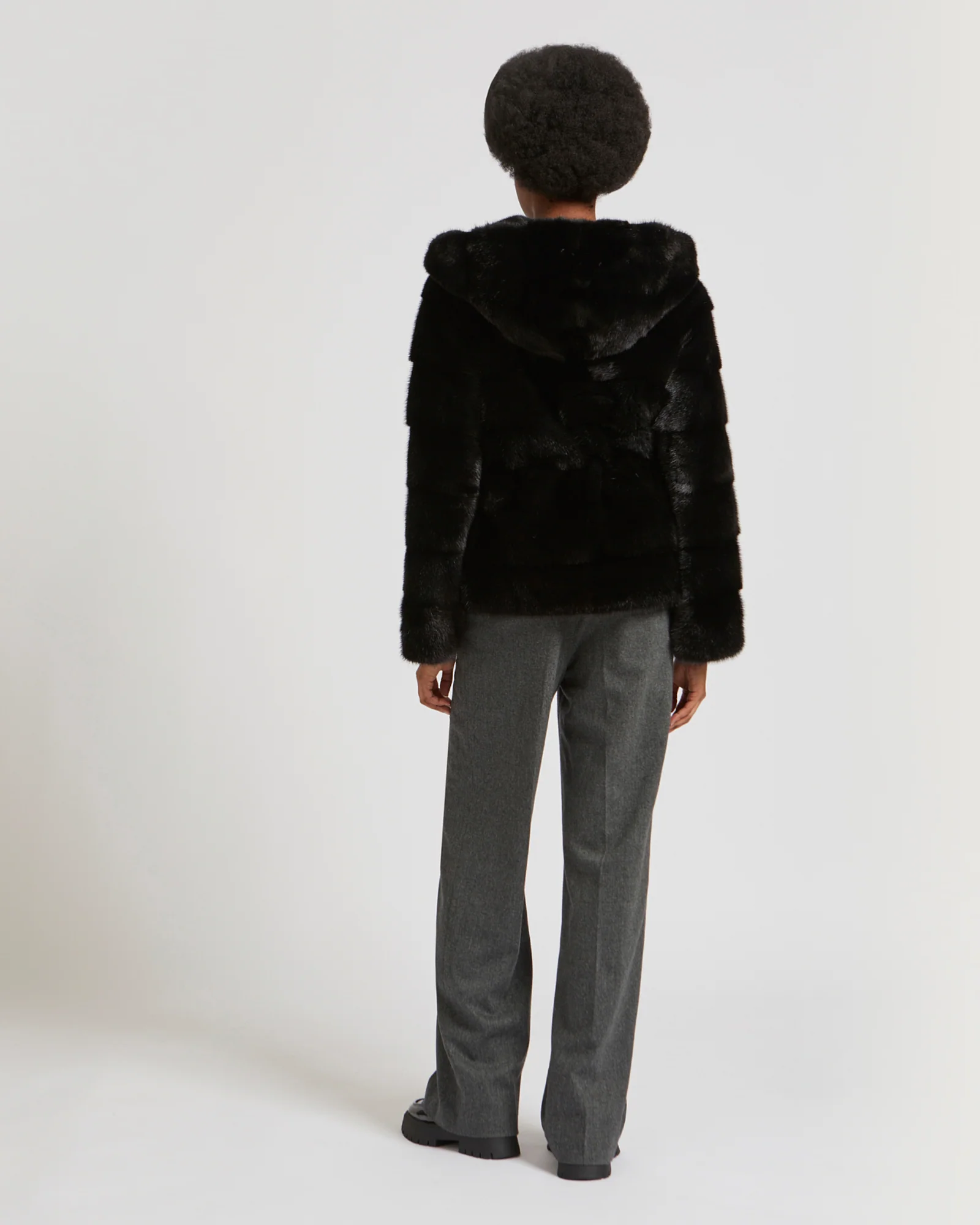 Veste à capuche en fourrure de vison rasé - Image 4