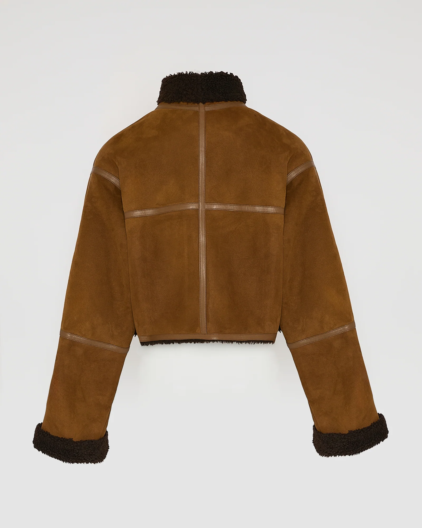 Veste croppée en agneau Mérinos suède - Image 7