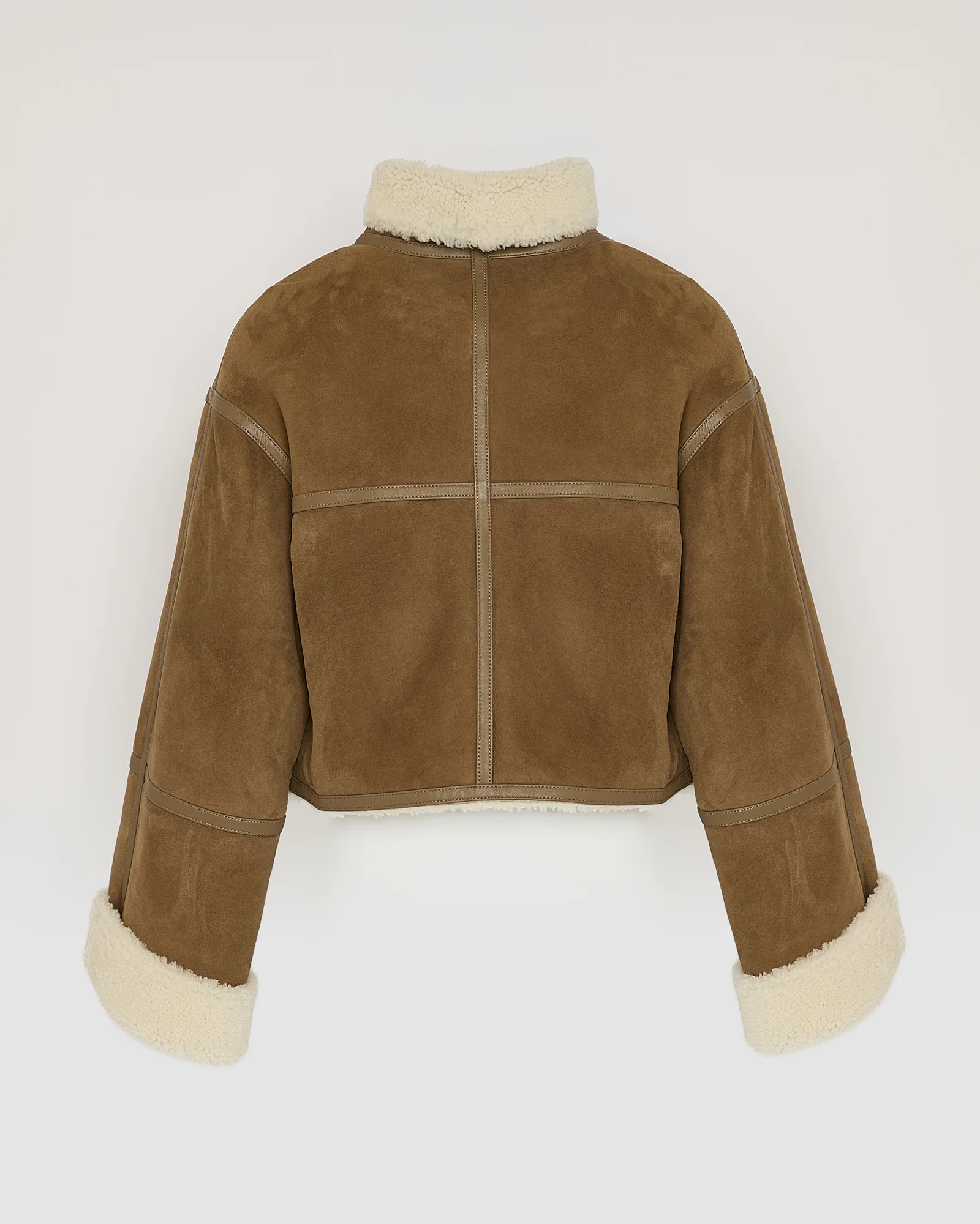 Veste croppée en agneau Mérinos suède - Image 8