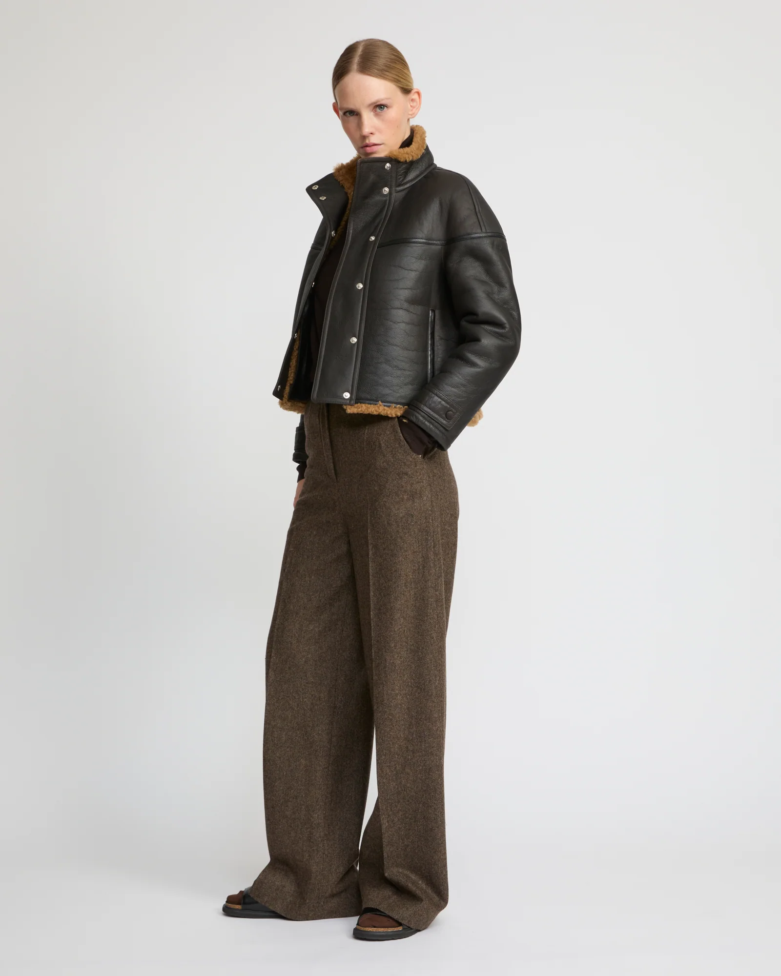 Veste croppée en mérinos gonfio