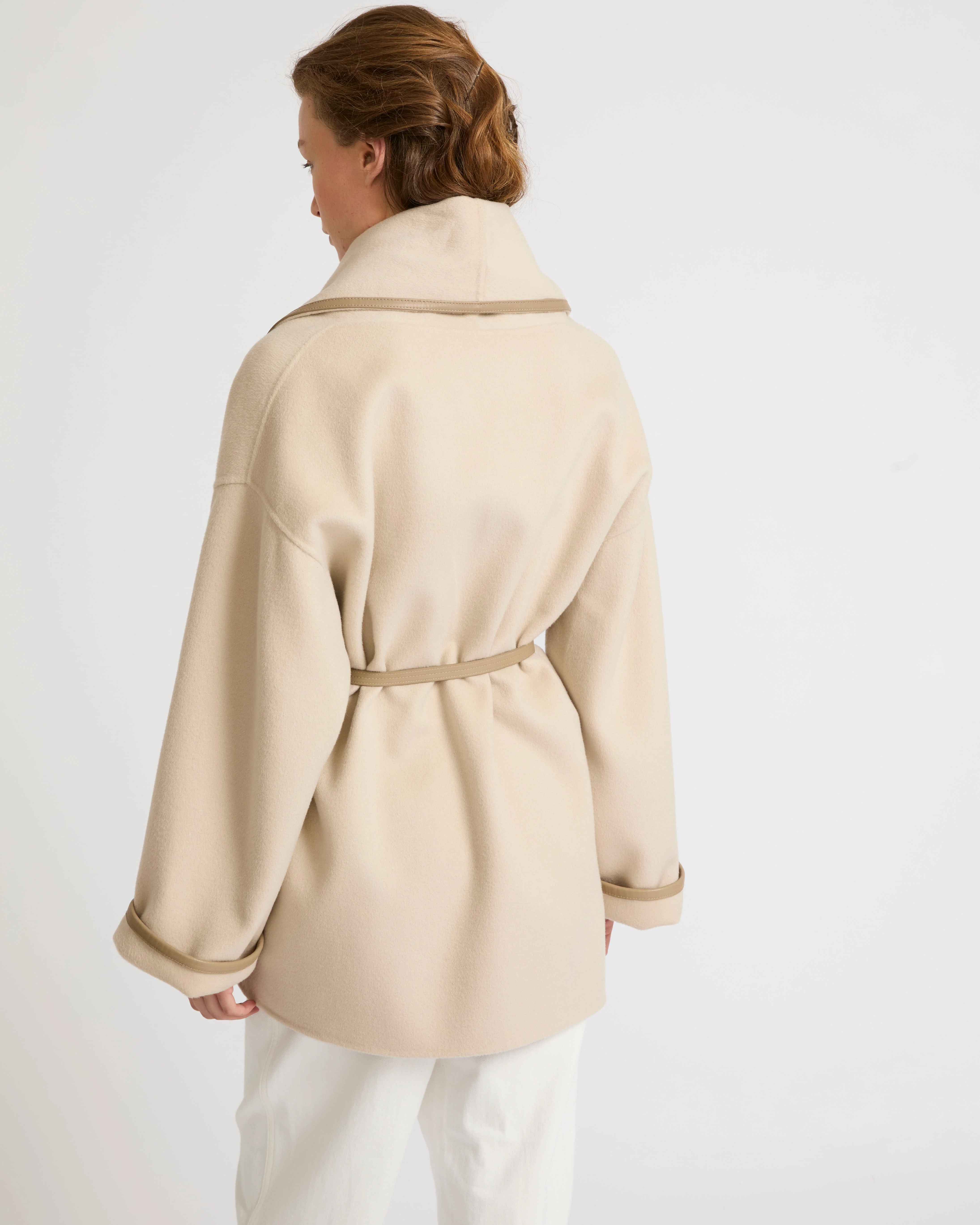 Veste drapée en laine mélangée double face - Image 4