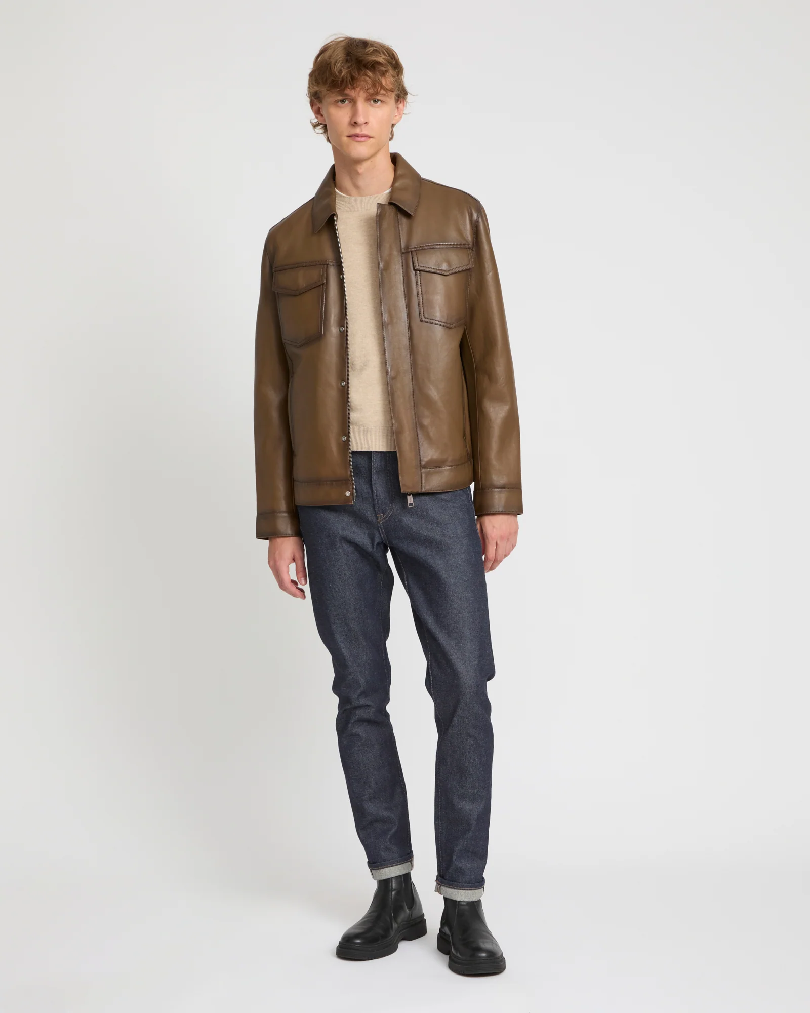 Veste en cuir esprit denim jacket