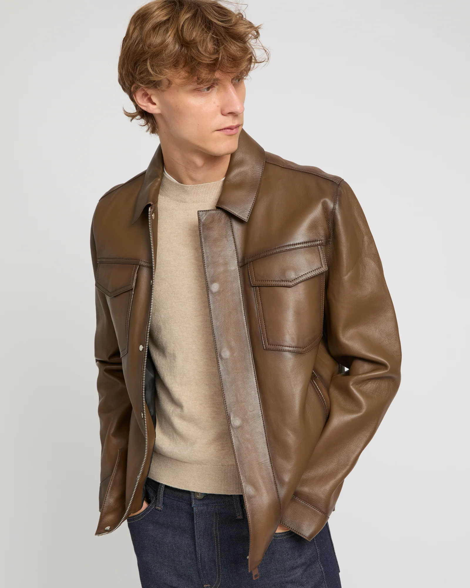 Veste en cuir esprit denim jacket - Image 2