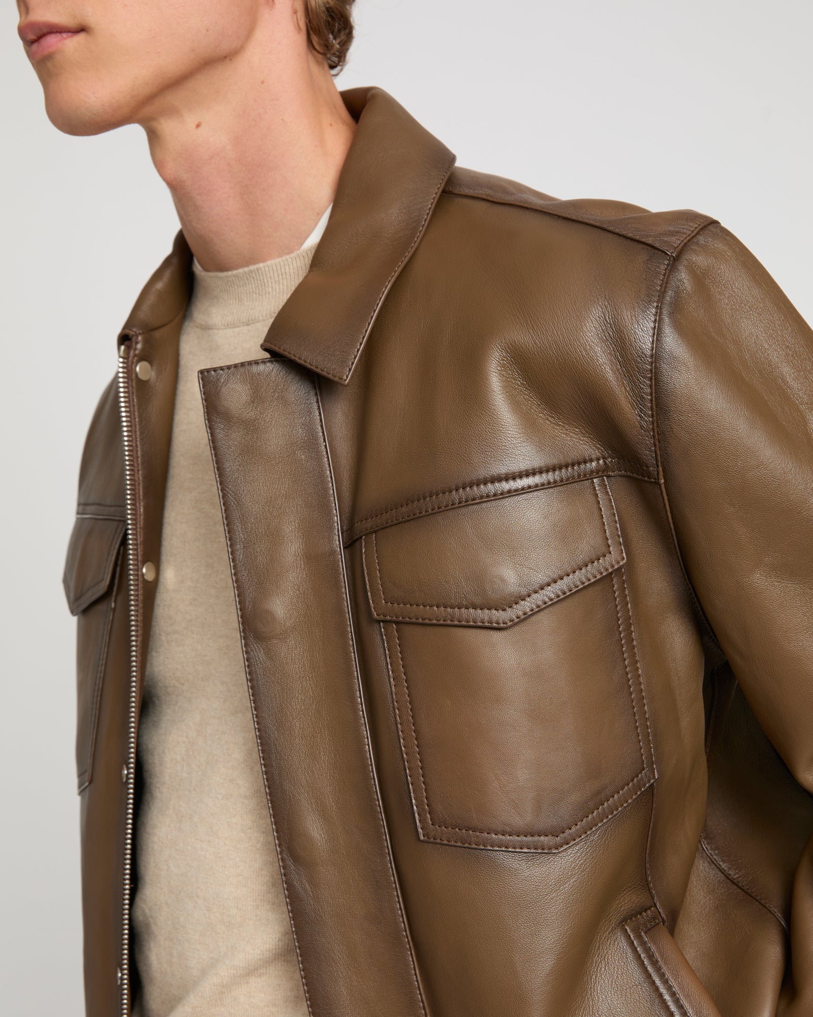 Veste en cuir esprit denim jacket - Image 3