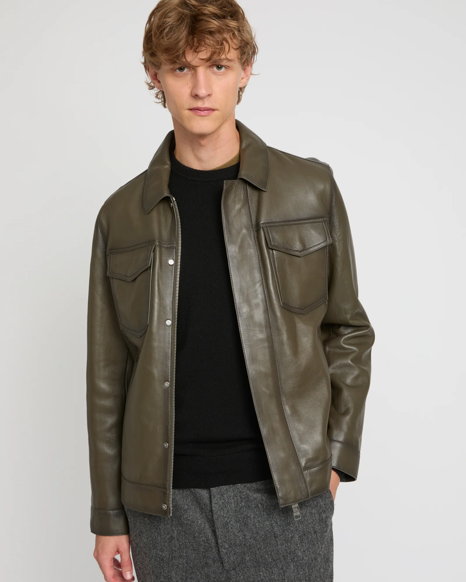 Veste en cuir esprit denim jacket - Image 3