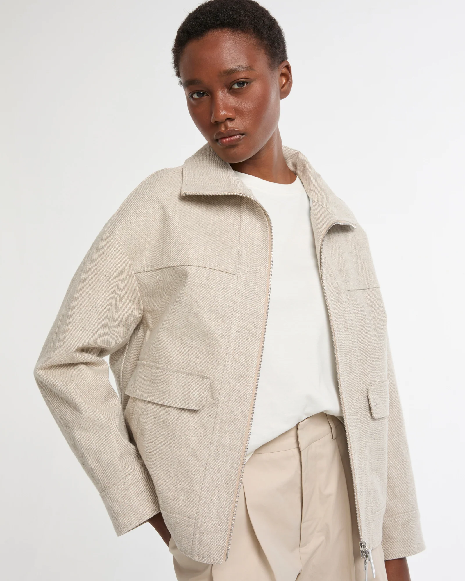 Veste en lin double face argentée - Image 3