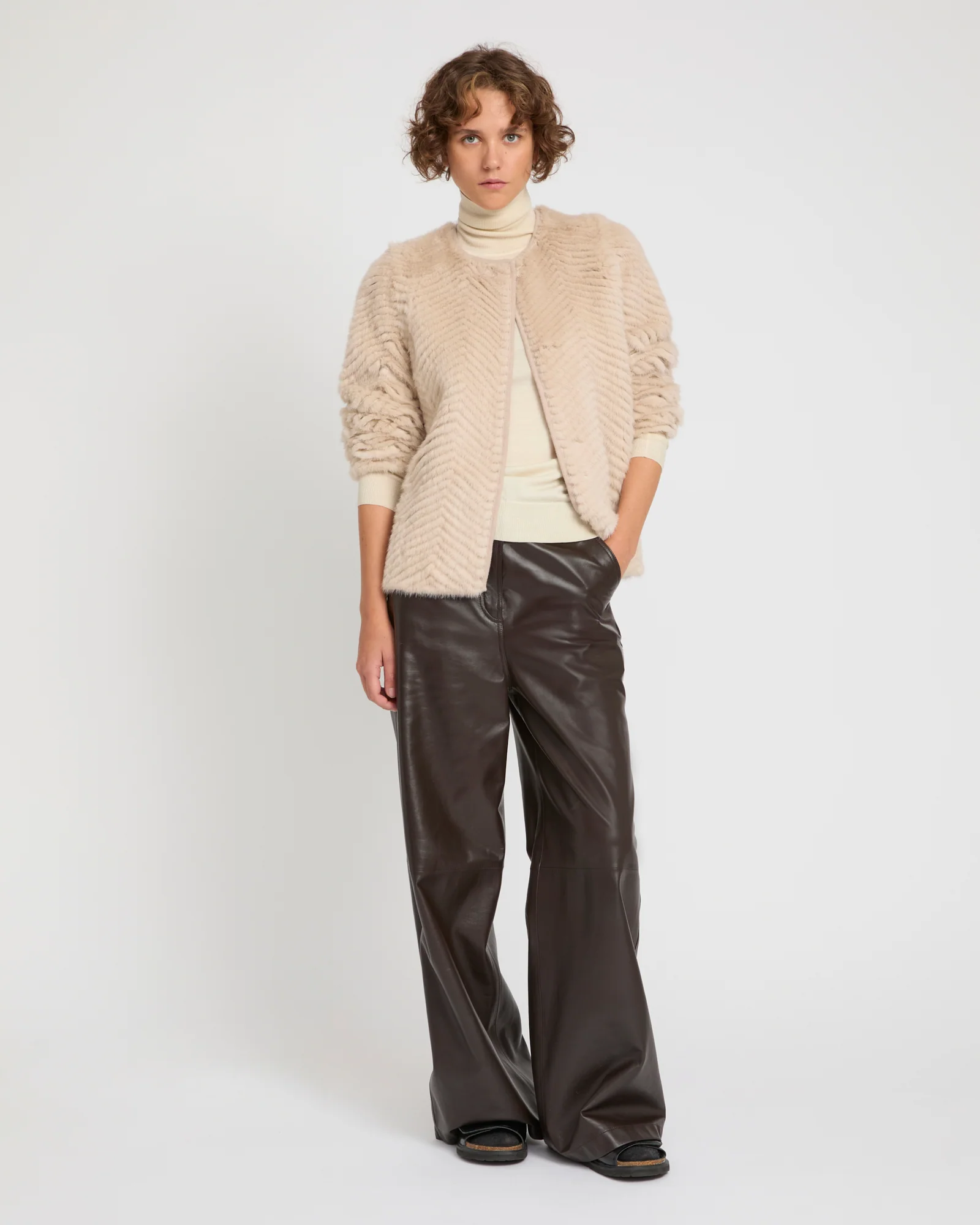 Veste en maille Mérinos et fourrure de vison - Image 2