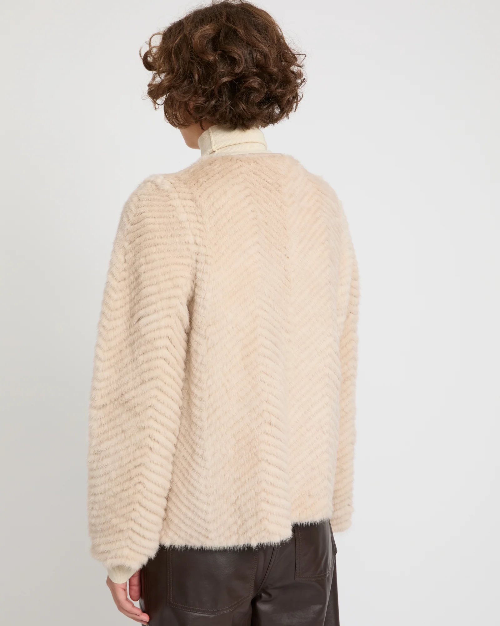 Veste en maille Mérinos et fourrure de vison - Image 3