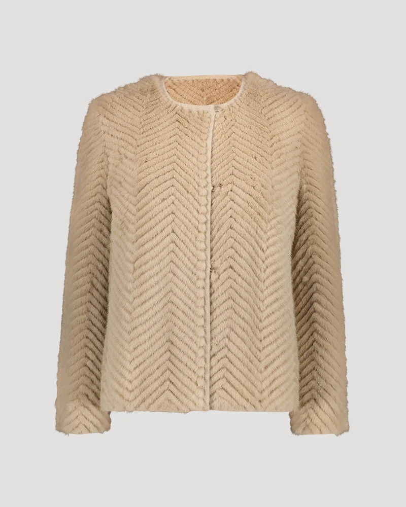 Veste en maille Mérinos et fourrure de vison - Image 4