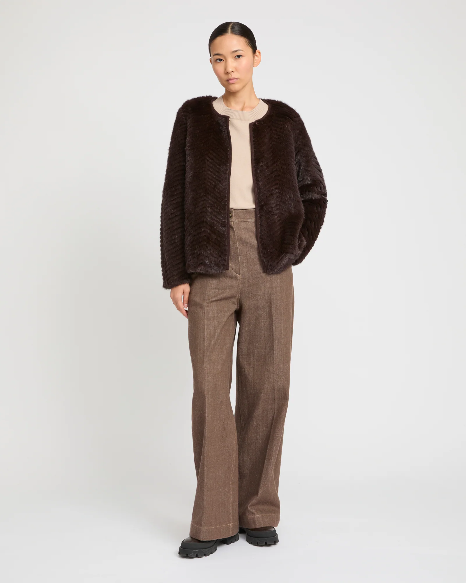 Veste en maille Mérinos et fourrure de vison - Image 2