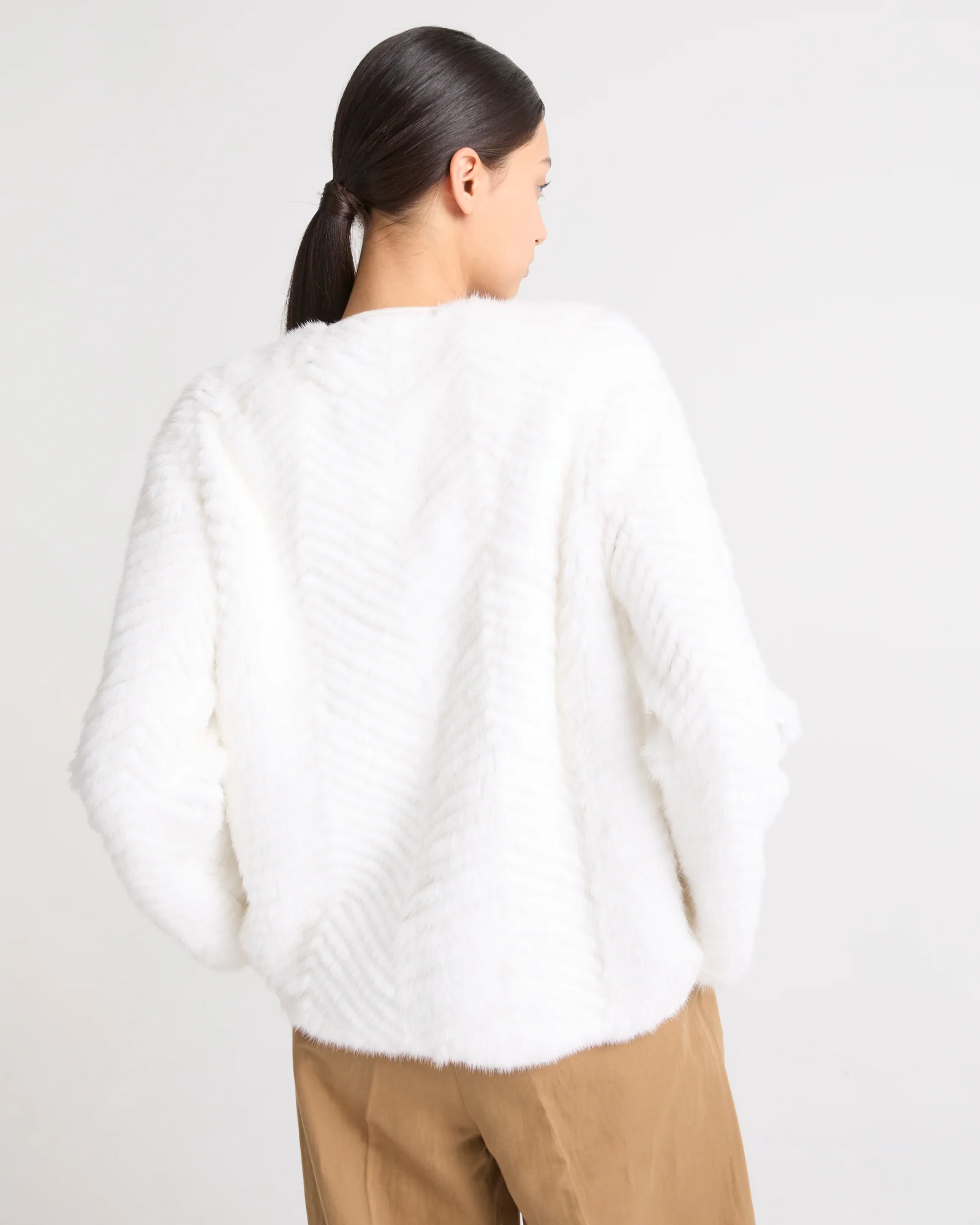 Veste en maille mérinos et fourrure de vison - Image 4